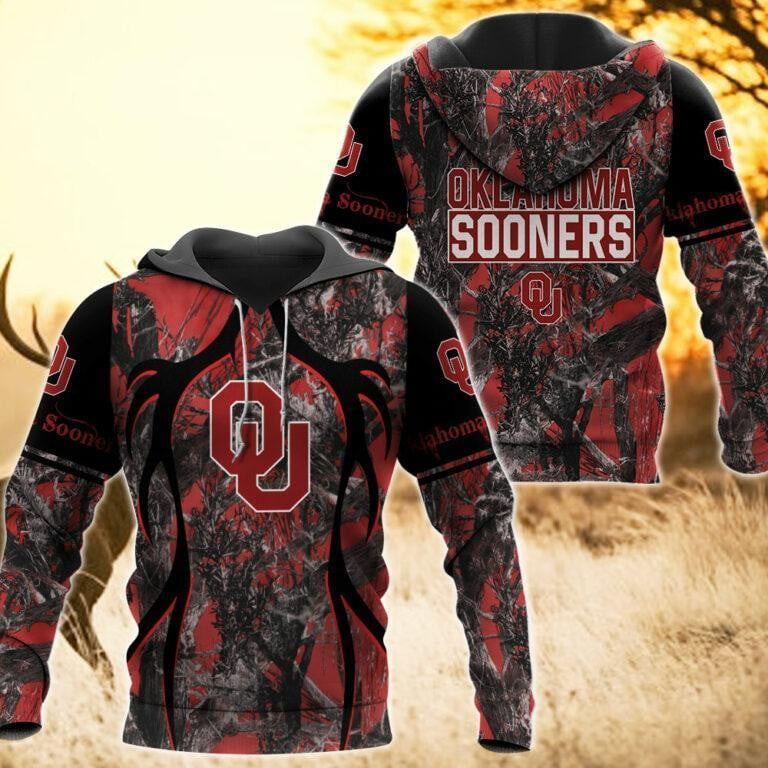 Oklahoma Sooners Camo Hunting 3D printed Sweatshirt Hoodie Zipped Hoodie