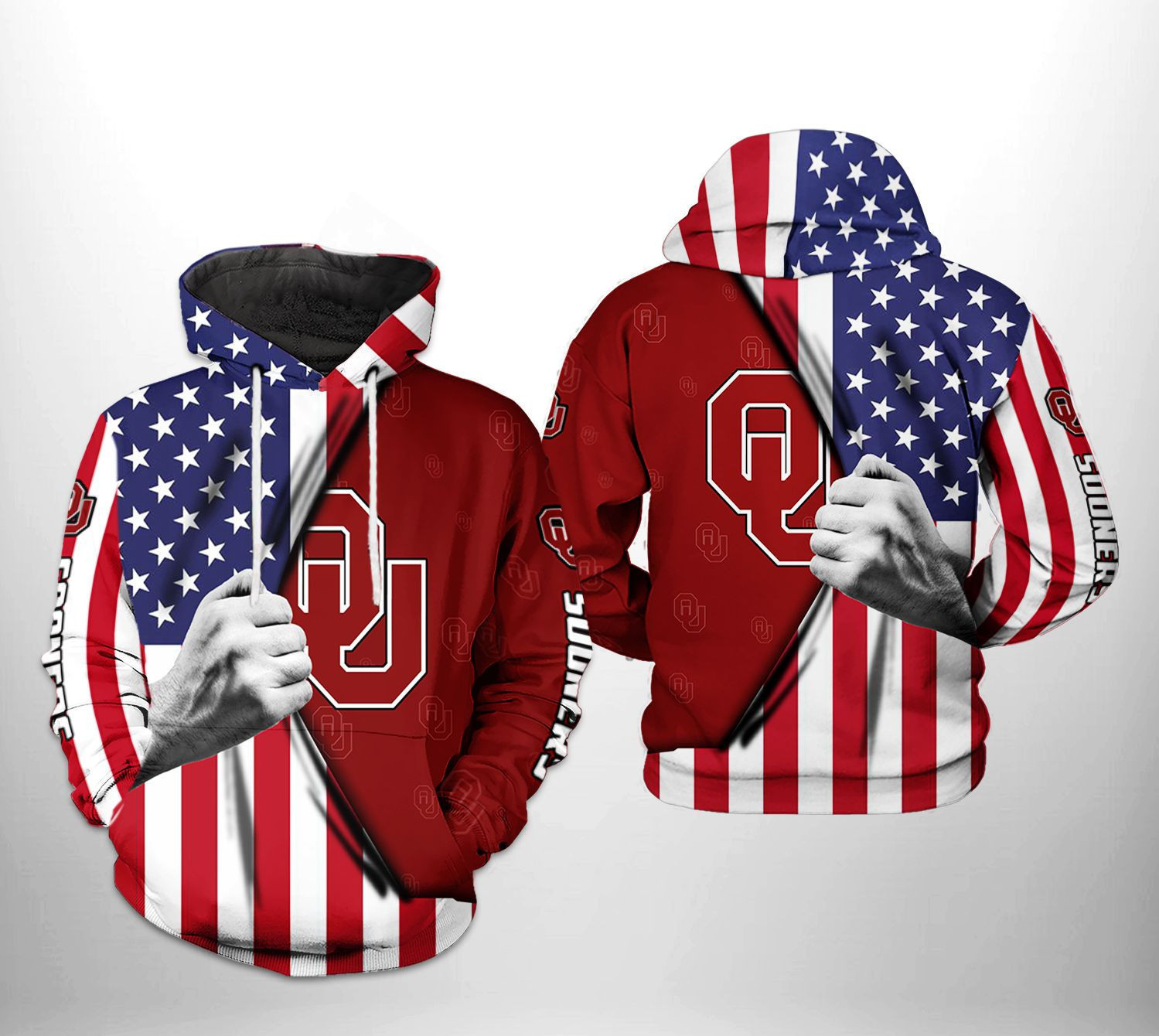 Oklahoma Sooners NCAA US Flag Hoodie Zip Hoodie