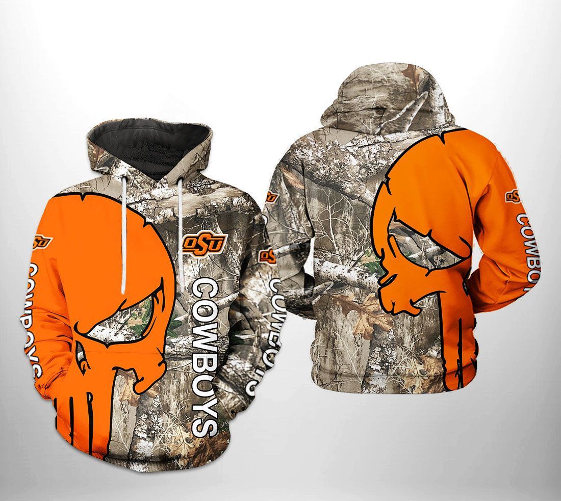 Oklahoma State Cowboys NCAA Camo Veteran Hunting Hoodie  Zip Hoodie
