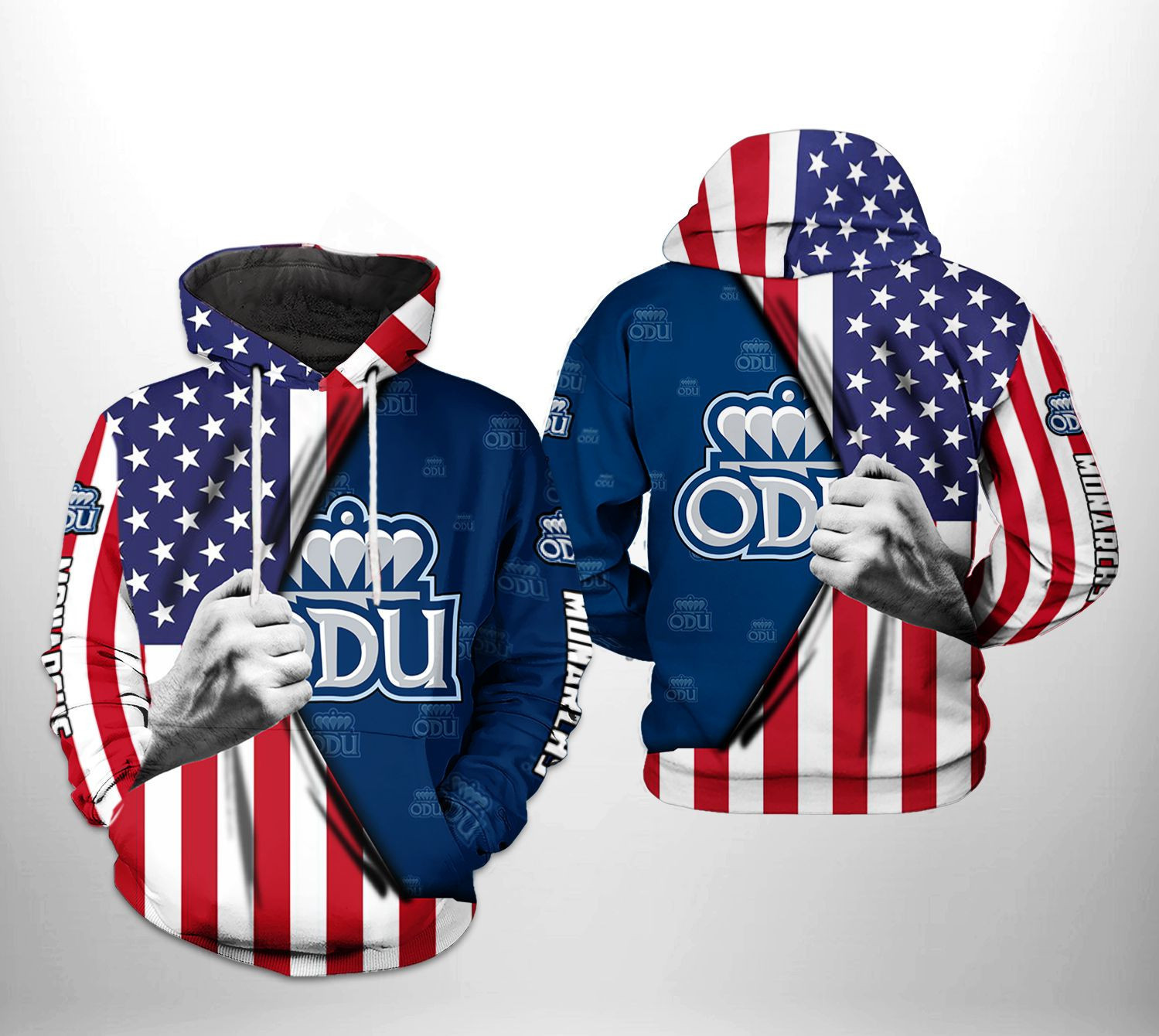 Old Dominion Monarchs NCAA US Flag Hoodie  Zip Hoodie