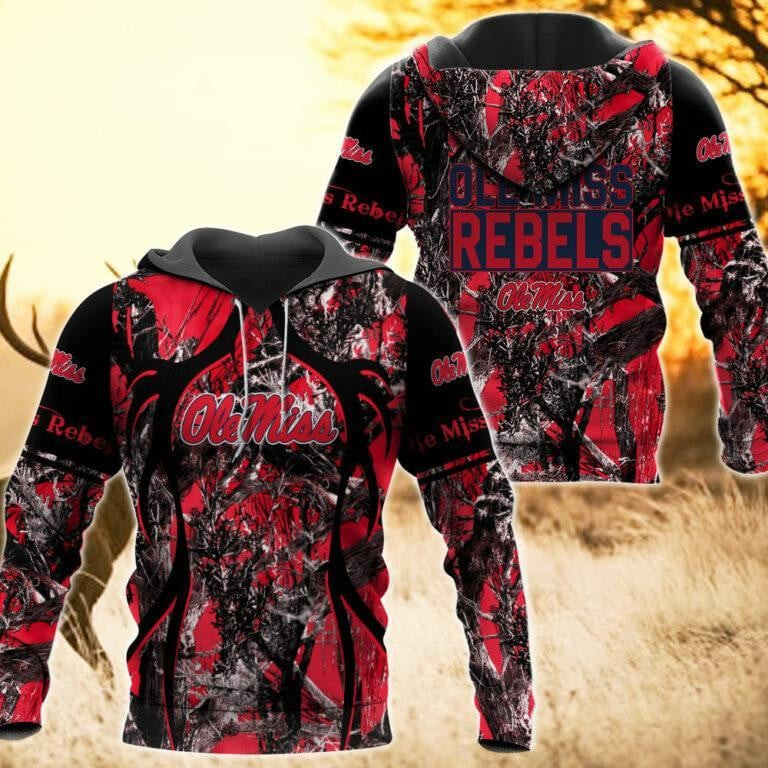 Ole Miss Rebels Camo Hunting 3D printed Sweatshirt Hoodie Zipped Hoodie