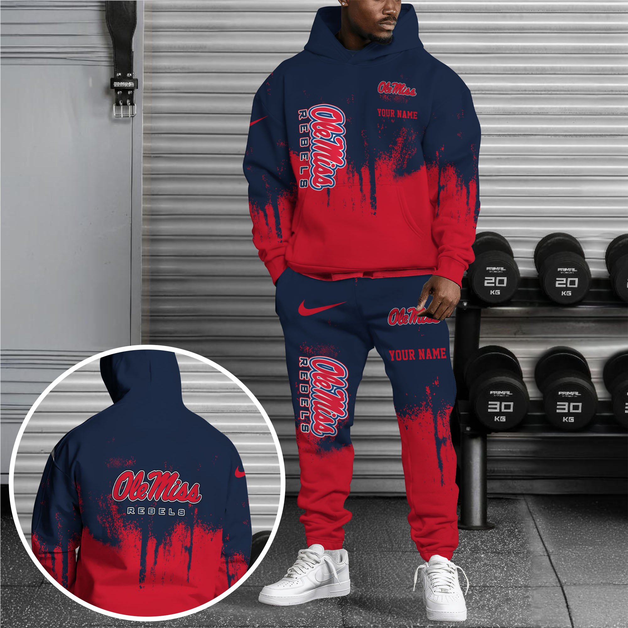Ole Miss Rebels Hoodie Sweatpants Set, Custom Hoodie, Sport Hoodie Sweatpants Set, Sport Gifts For Fan MX47 Gift For Sport Music Fans