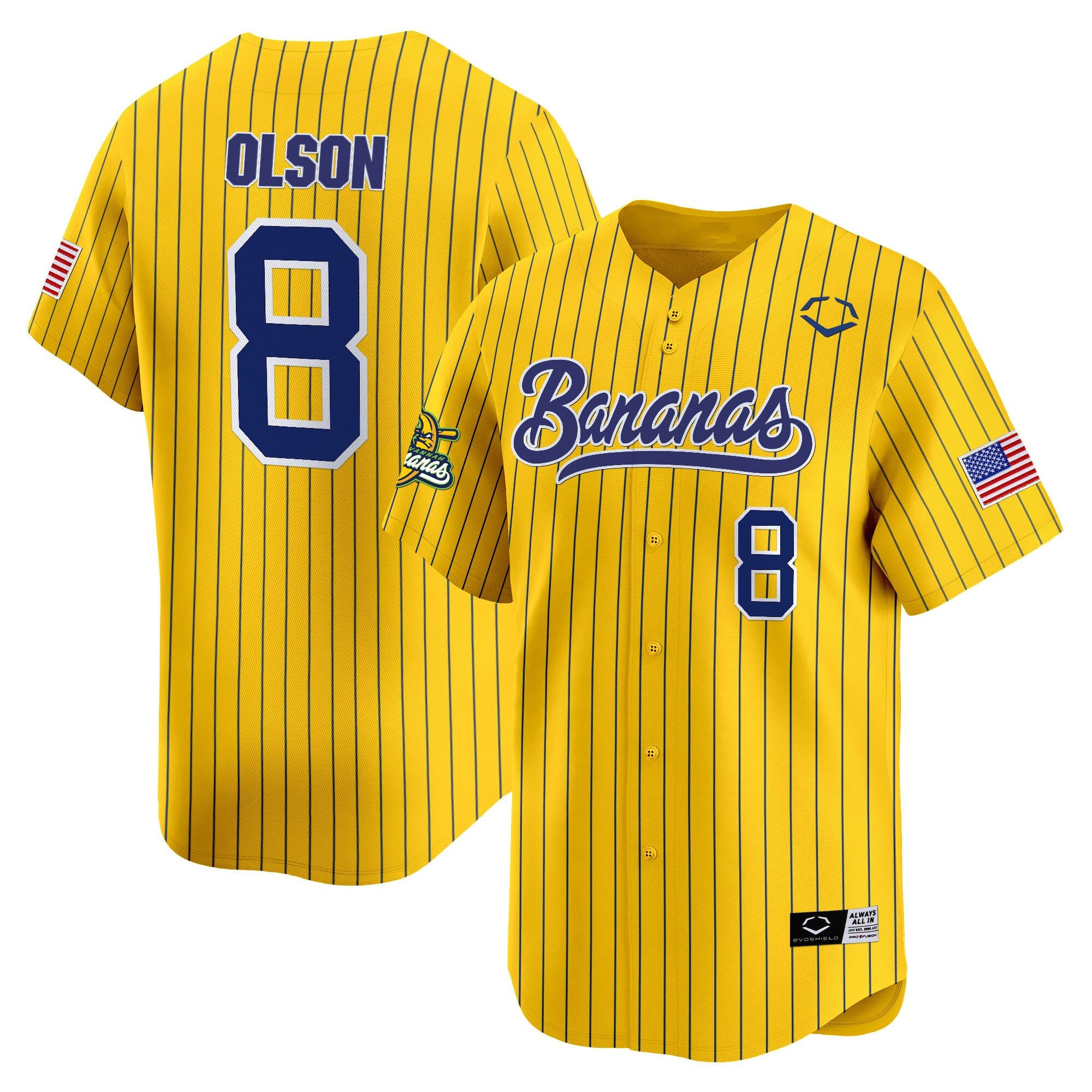 Olson Bananas Jersey Baseball Bananas Ball Yellow Jersey Merch Gifts For Baseball Lovers