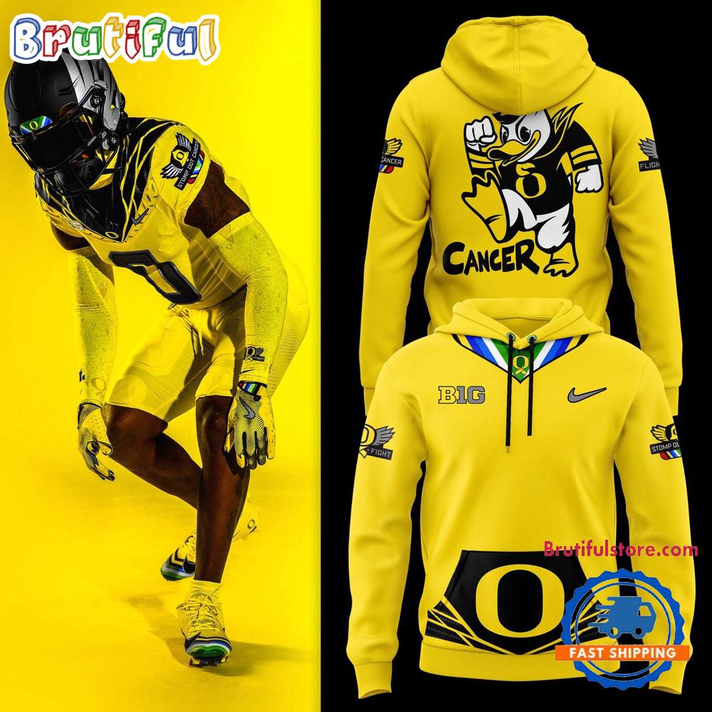 Oregon Ducks NCAA 2024 Big12 Stomp Out Cancer 3D Hoodie