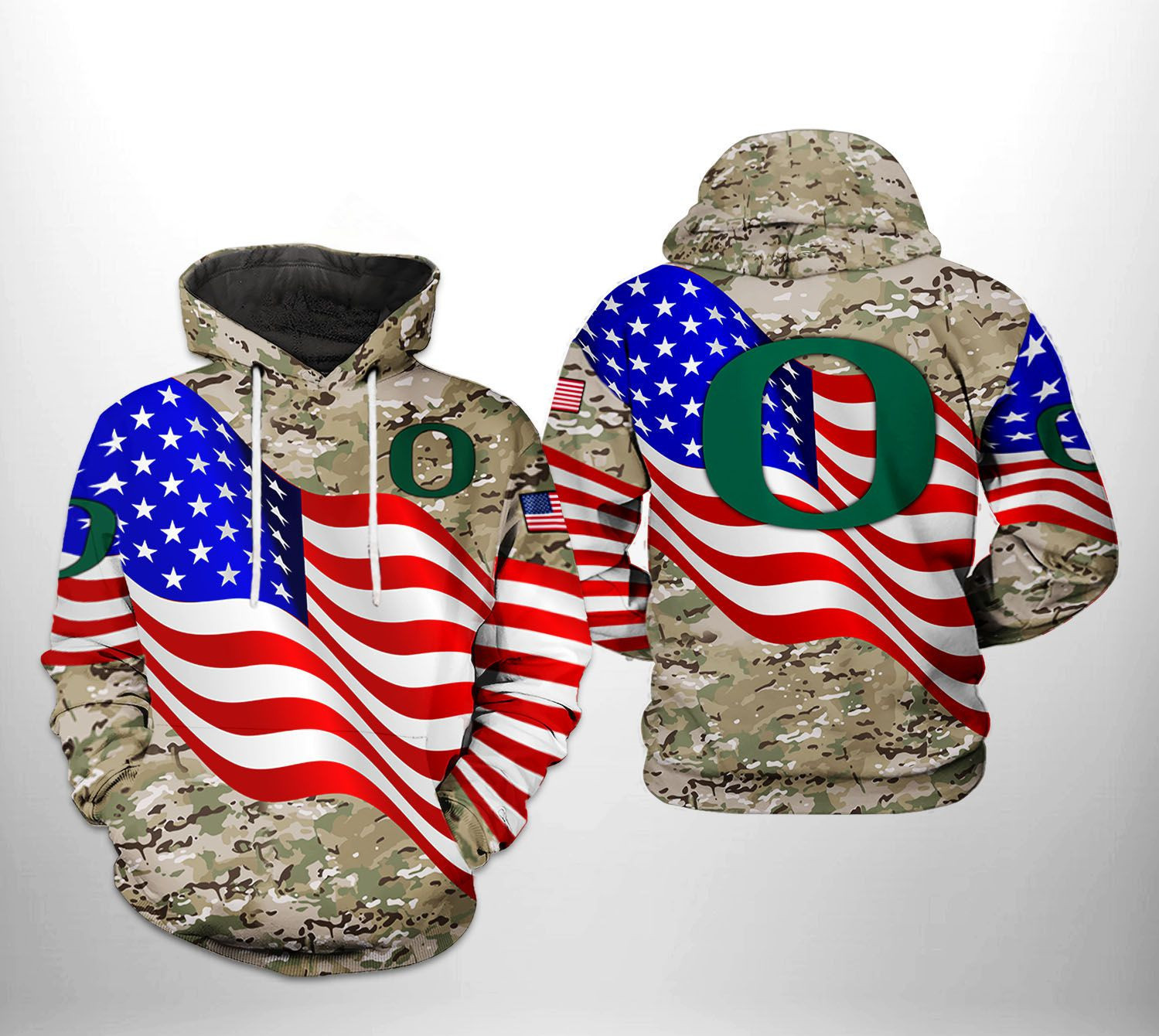Oregon Ducks NCAA US Flag Camo Veteran Hoodie  Zip Hoodie