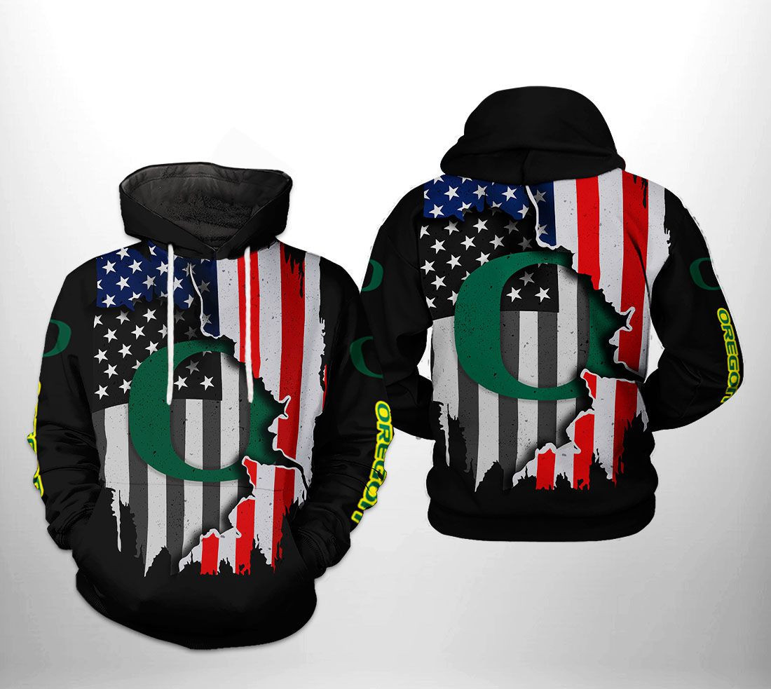 Oregon Ducks NCAA US Flag Hoodie  Zip Hoodie