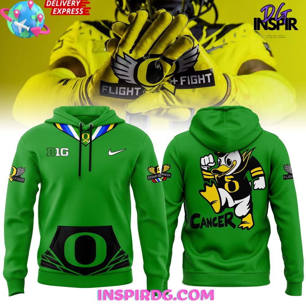Oregon Ducks Stomp Out Cancer 2025 Green Hoodie Gift For Sport Music Fans