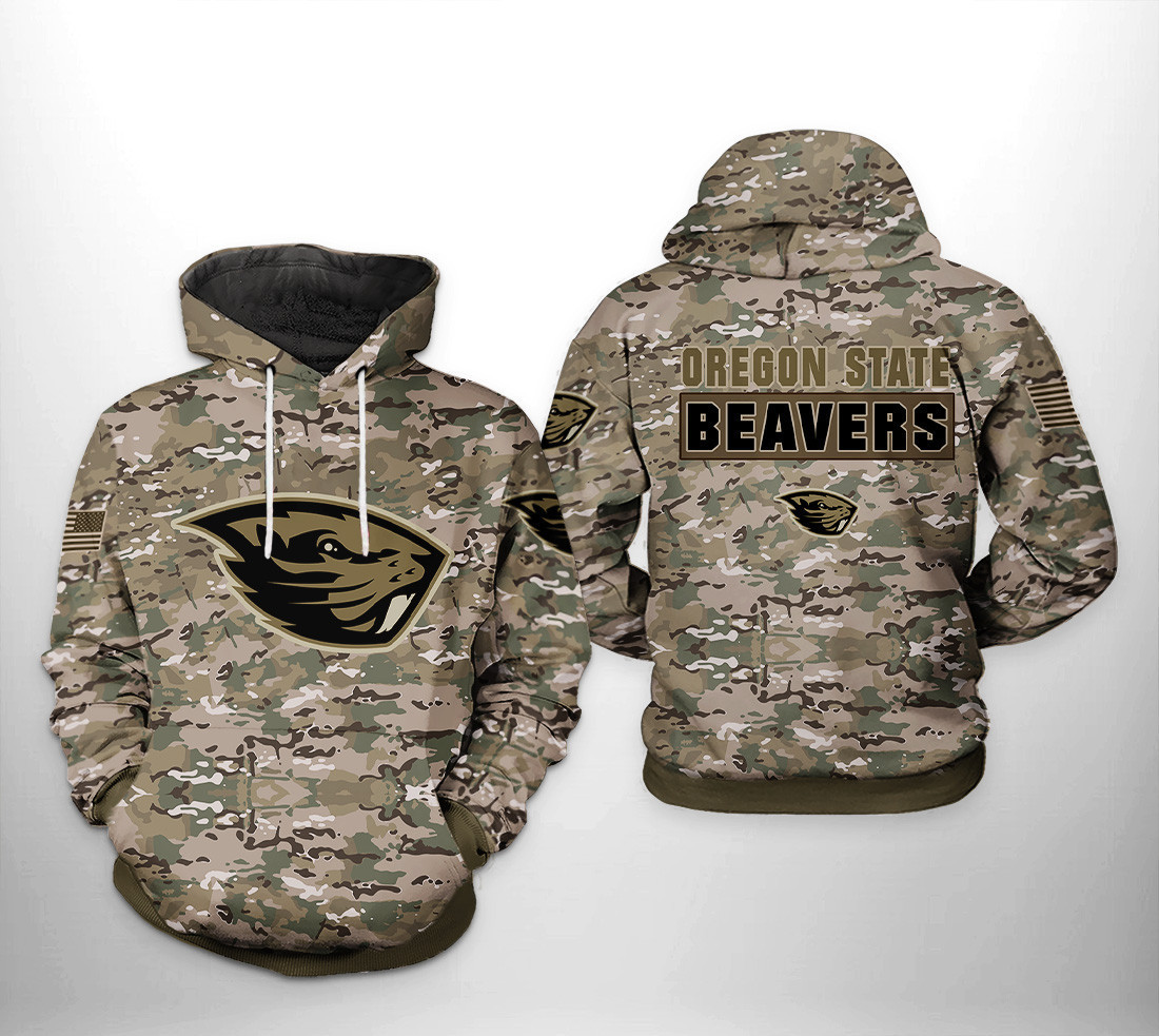 Oregon State Beavers NCAA Camo Veteran Hoodie Zip Hoodie
