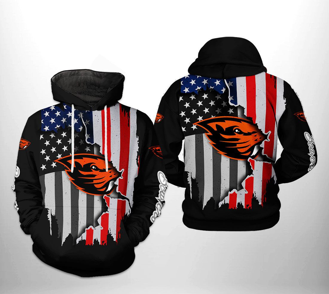 Oregon State Beavers NCAA US Flag Hoodie  Zip Hoodie