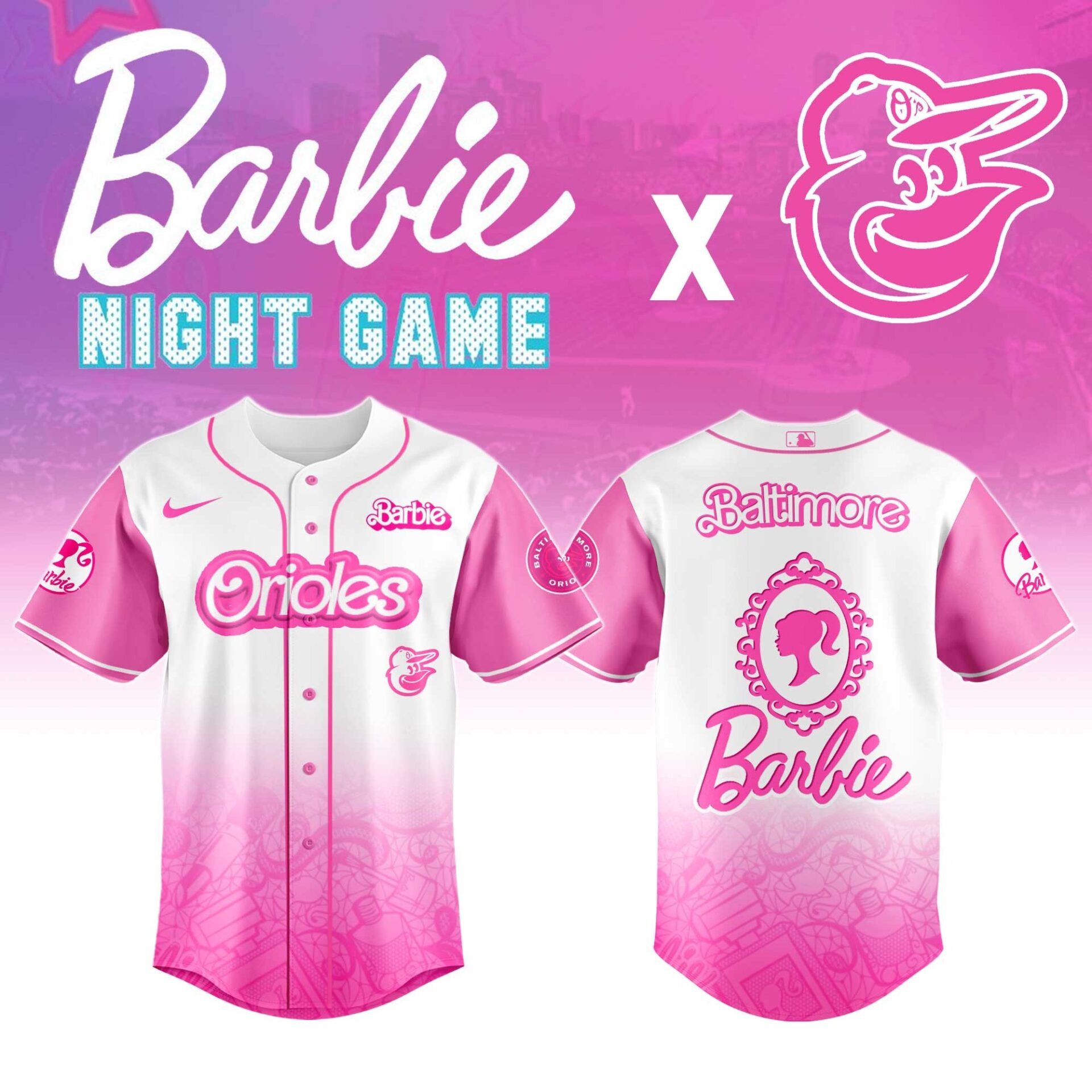 Orioles Baseball Barbie Night Jersey Baseball Player Gift Ideas