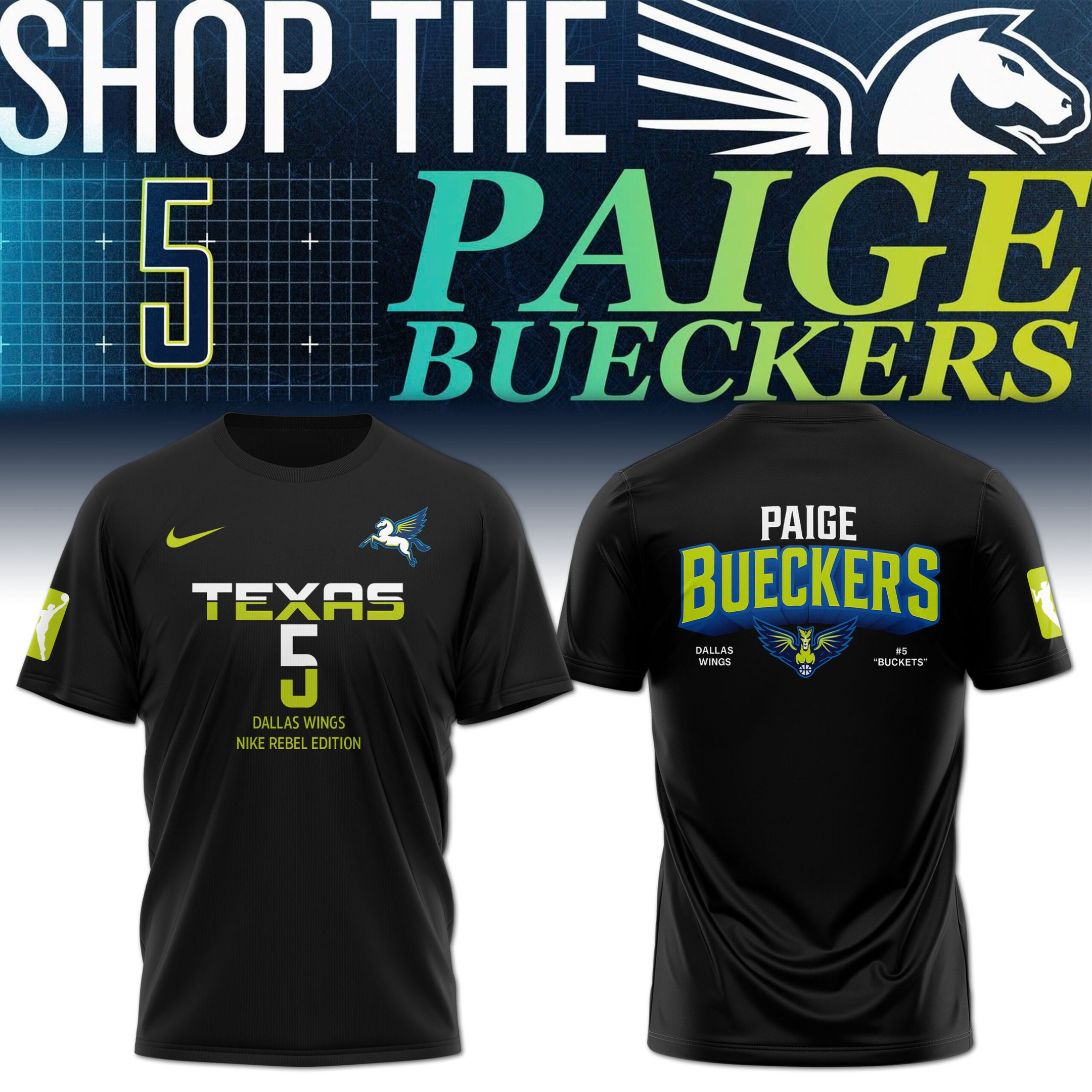 Paige Bueckers Dallas Wings #5 Buckets Rebel Shirt Womenâ€™s Basketball Fan Merch