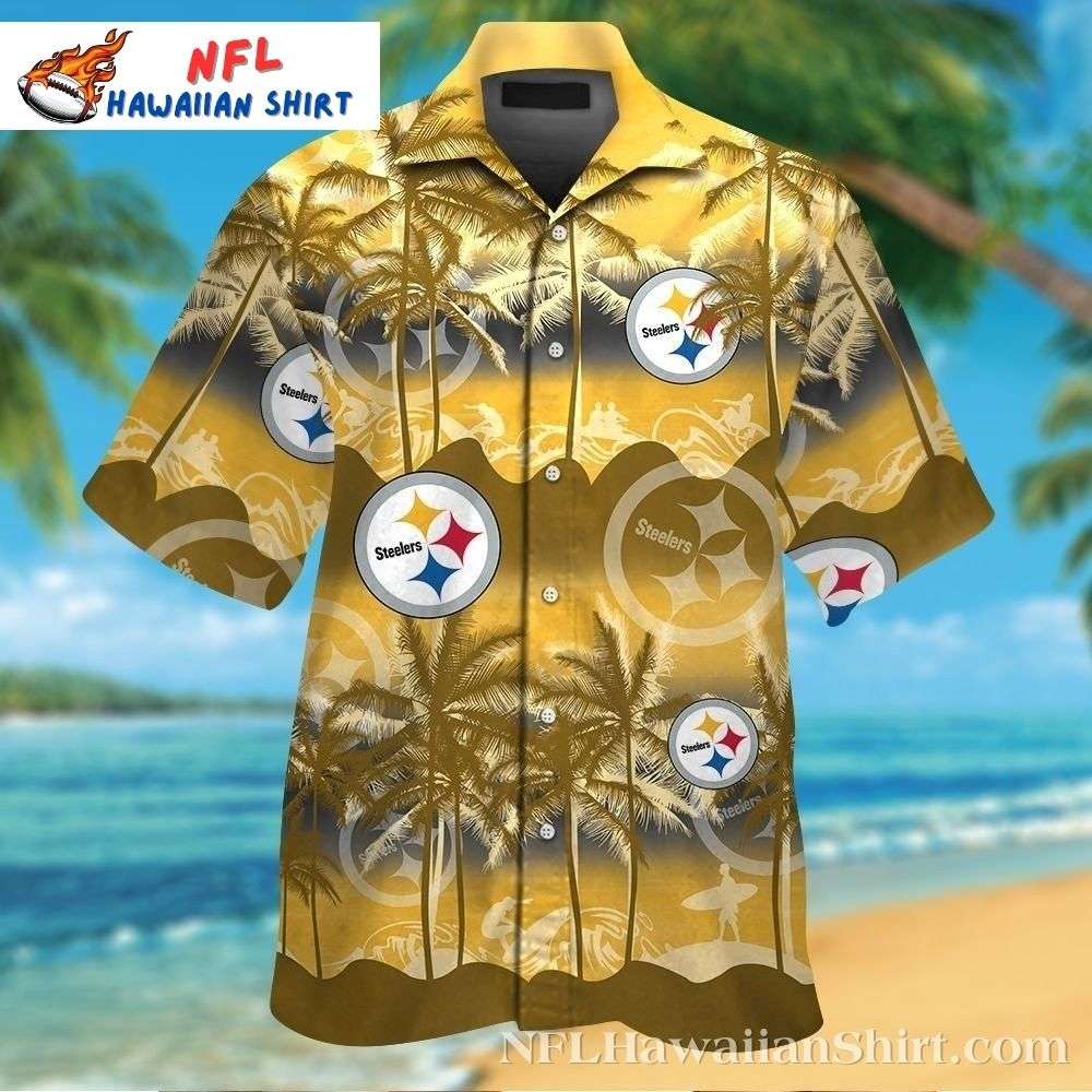 Palm Beach Playbook - Pittsburgh Steelers Tropical Palm Hawaiian Shirt Gift For Sport Music Fans