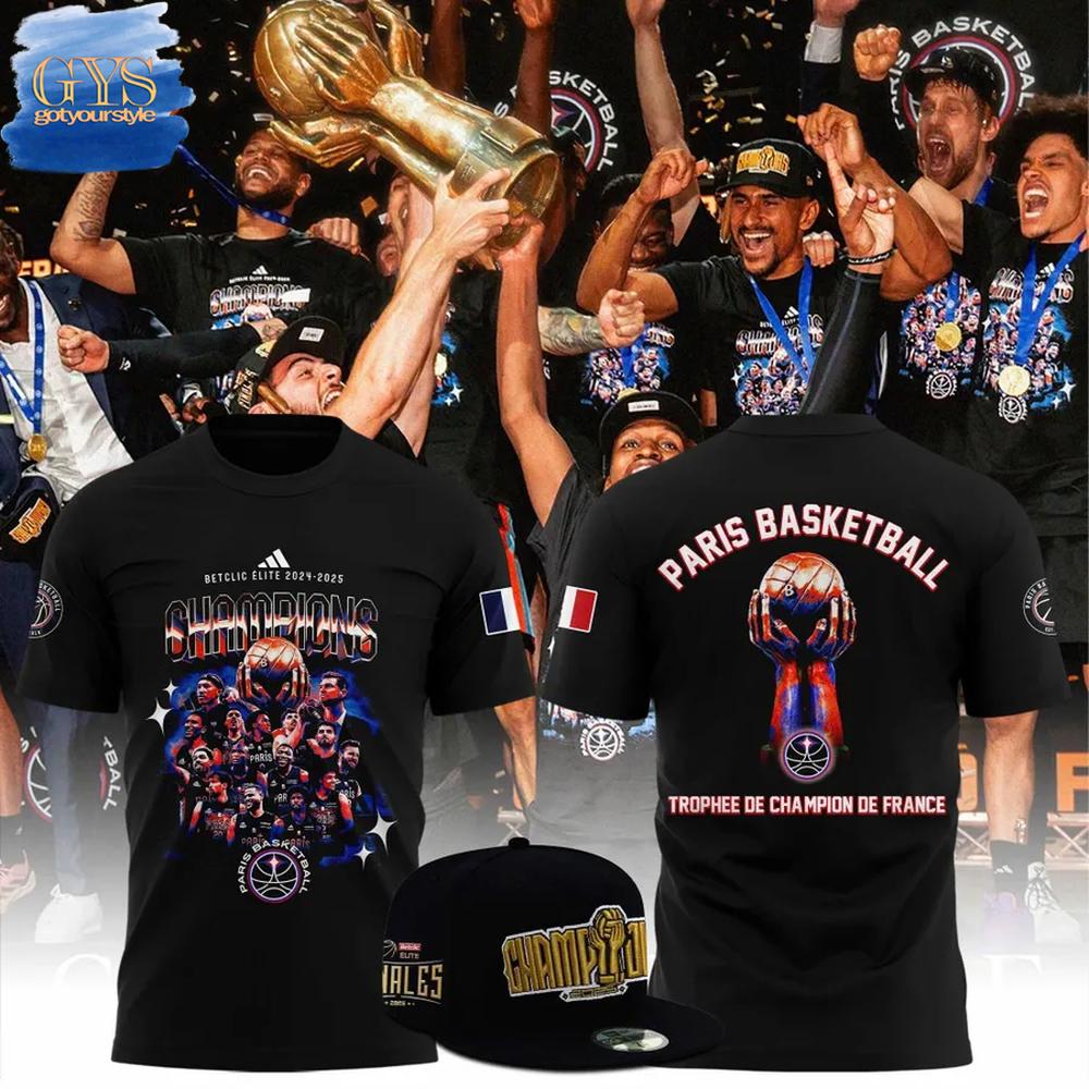 Paris Basketball 2025 Champions de France T-Shirt Premium Merchandise