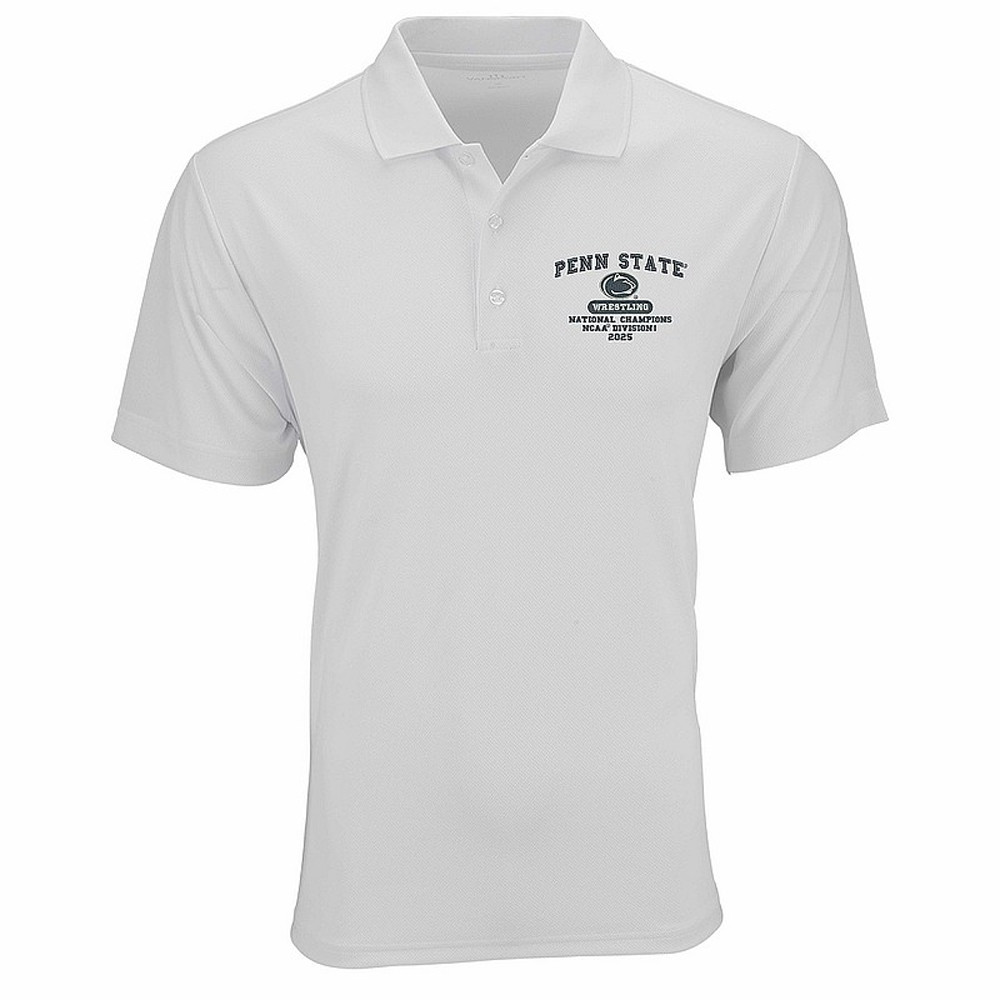 Penn State 2025 Wrestling National Champions White Performance Polo Shirt Gifts For Dad