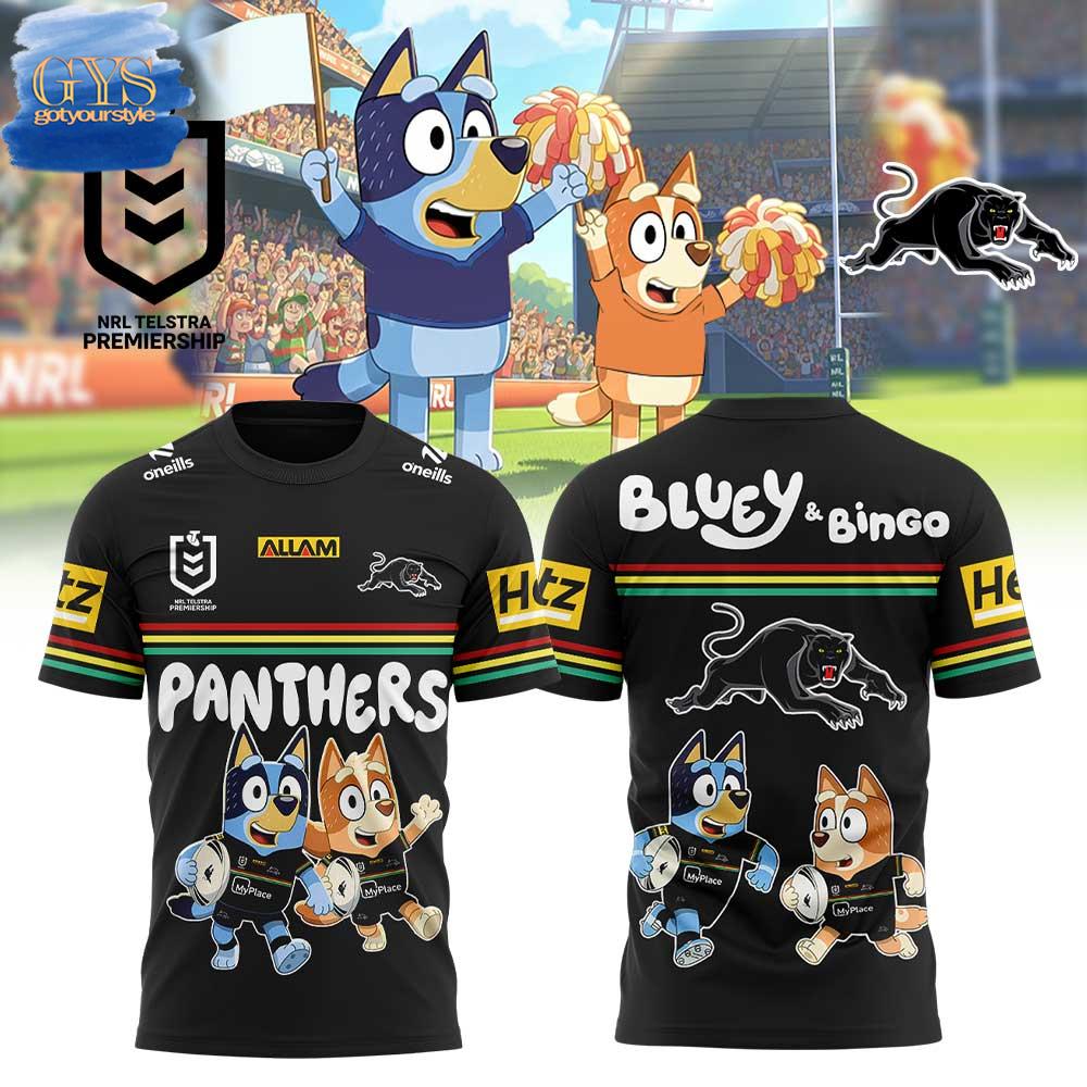 Penrith Panthers Bluey and Bingo Limited Edition T-Shirt Premium Merchandise