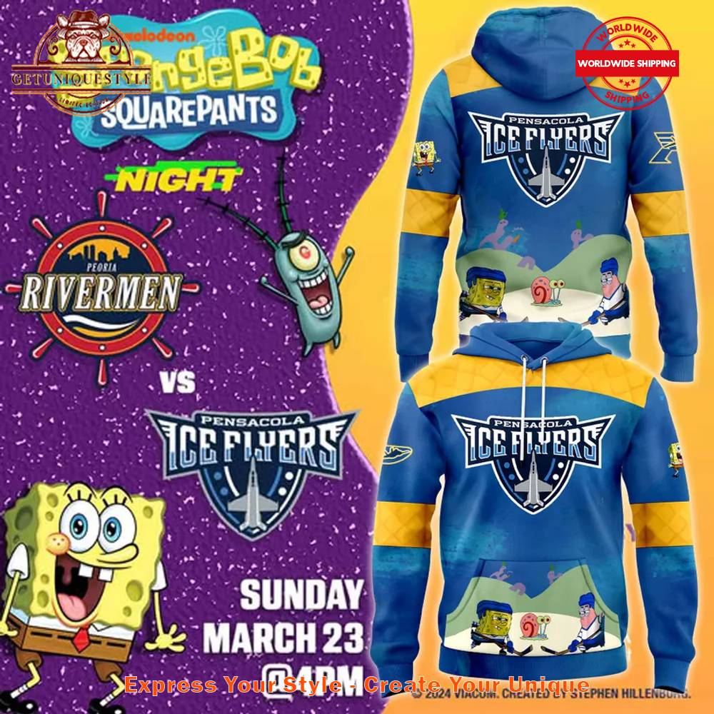 Pensacola Ice Flyers SpongeBob SquarePants Hoodie