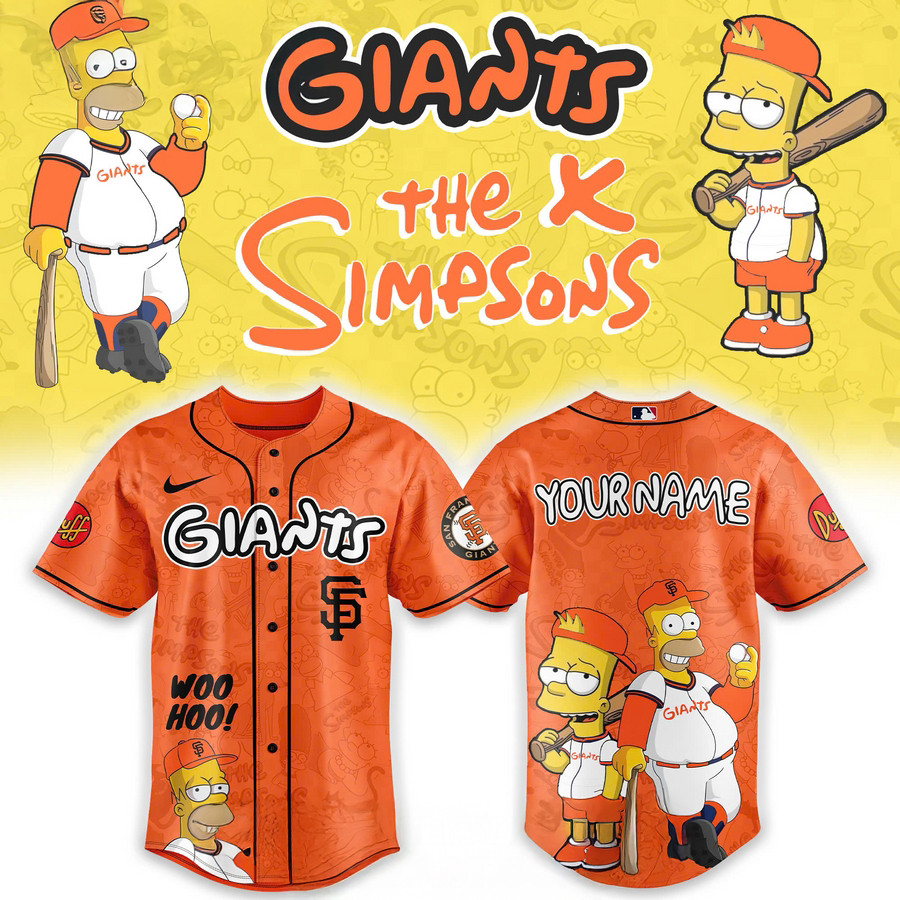 Personalize San Francisco Giants Mix The Simpsons Heritage Custom Baseball Jersey Baseball Fatherâ€™s Day Gifts