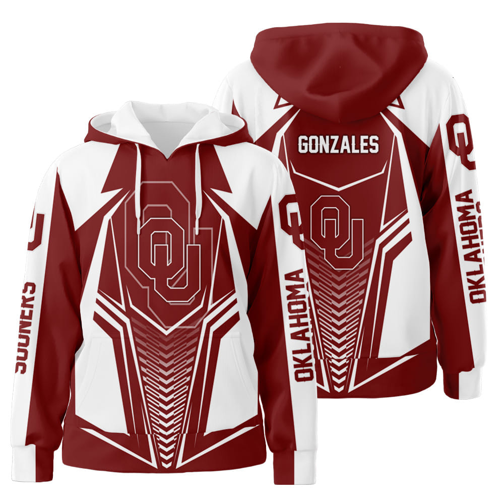 Personalized 3D All Over Print Hoodie Zip-Up Hoodie Oklahoma Sooners