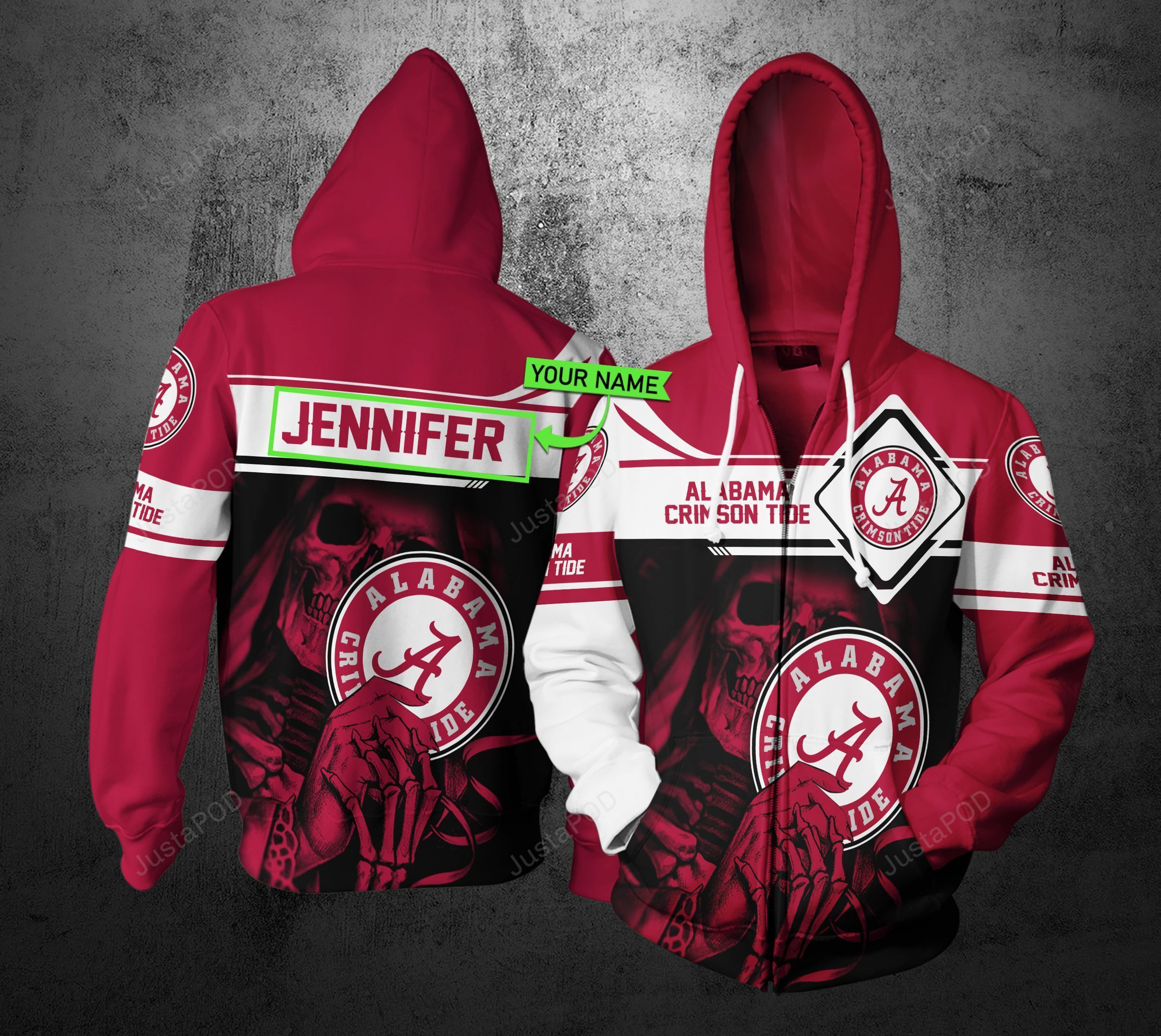 Personalized Alabama Crimson Tide Hoodie  Zip Hoodie Version 998