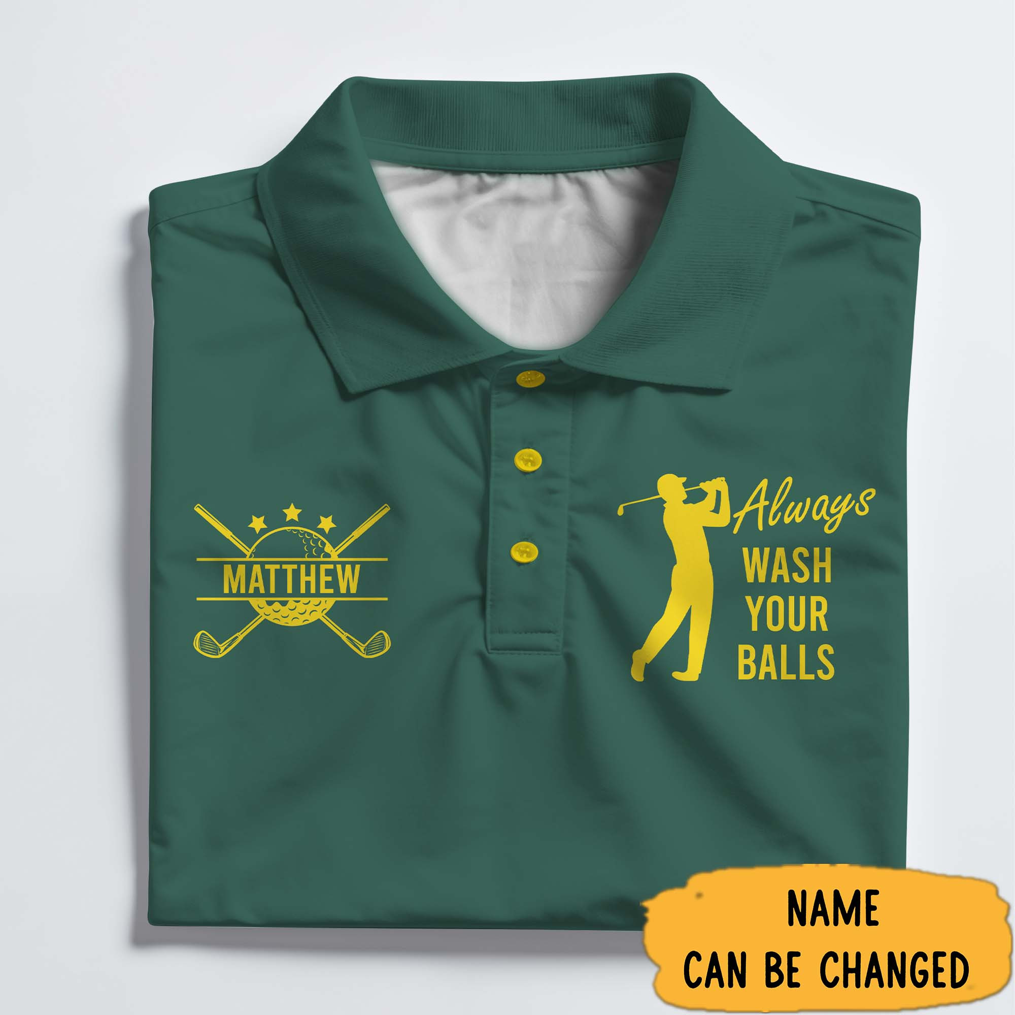 Personalized Always Wash Your Ball Champion Polo Shirt Gifts For Golf Lovers