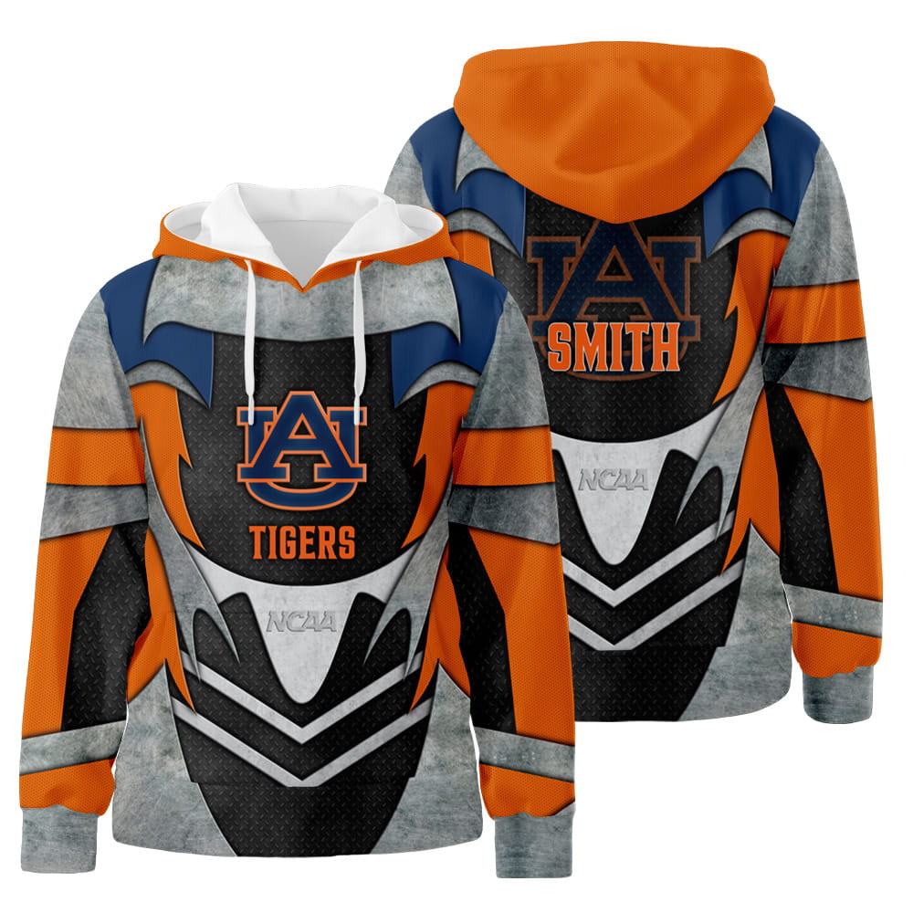 Personalized Auburn Tigers Metal 3D All Over Print Hoodie Zip-Up Hoodie