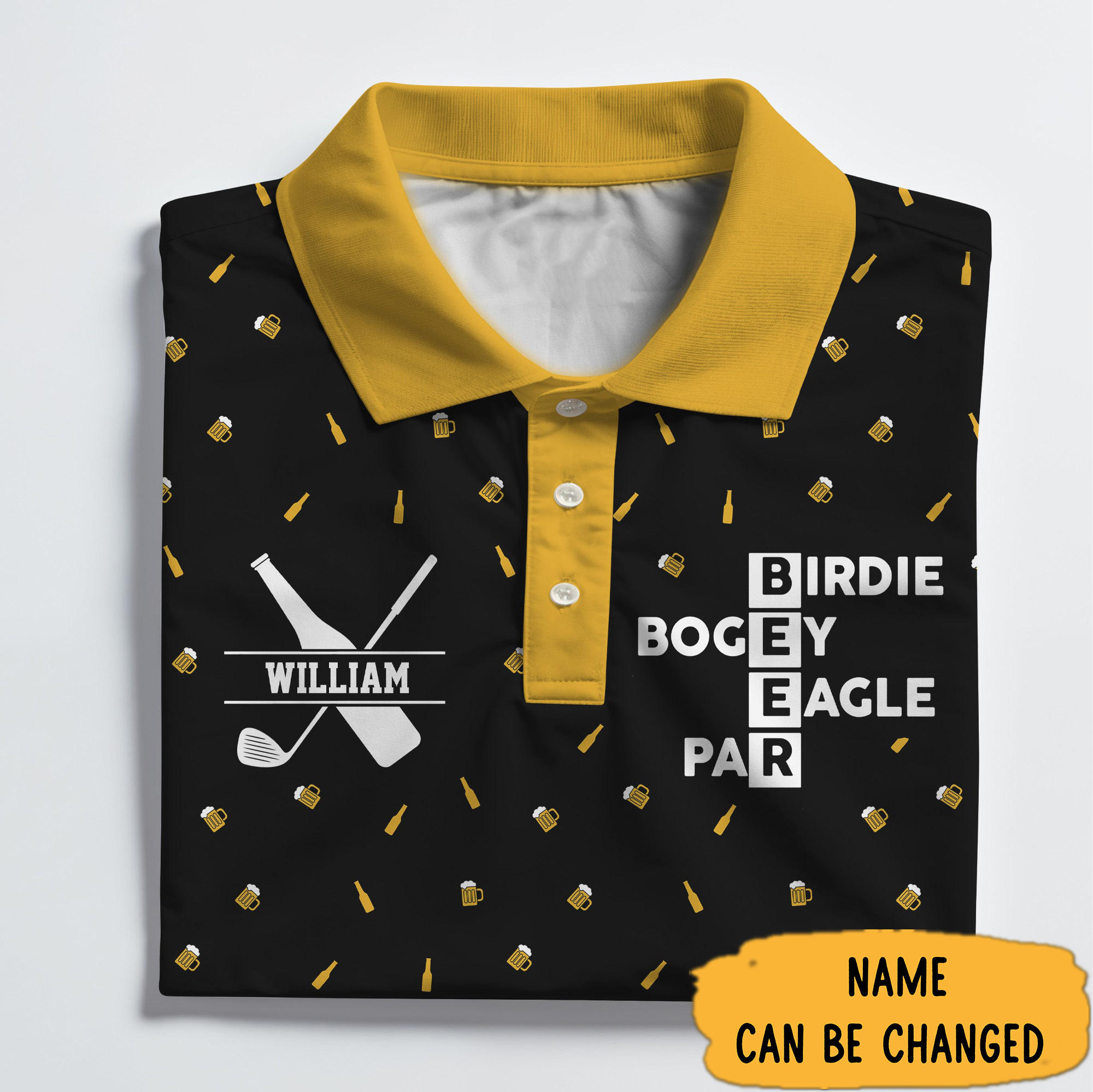 Personalized BEER Birdie Bogey Eagle Par Polo Shirt Gifts For Golfers Who Have Everything