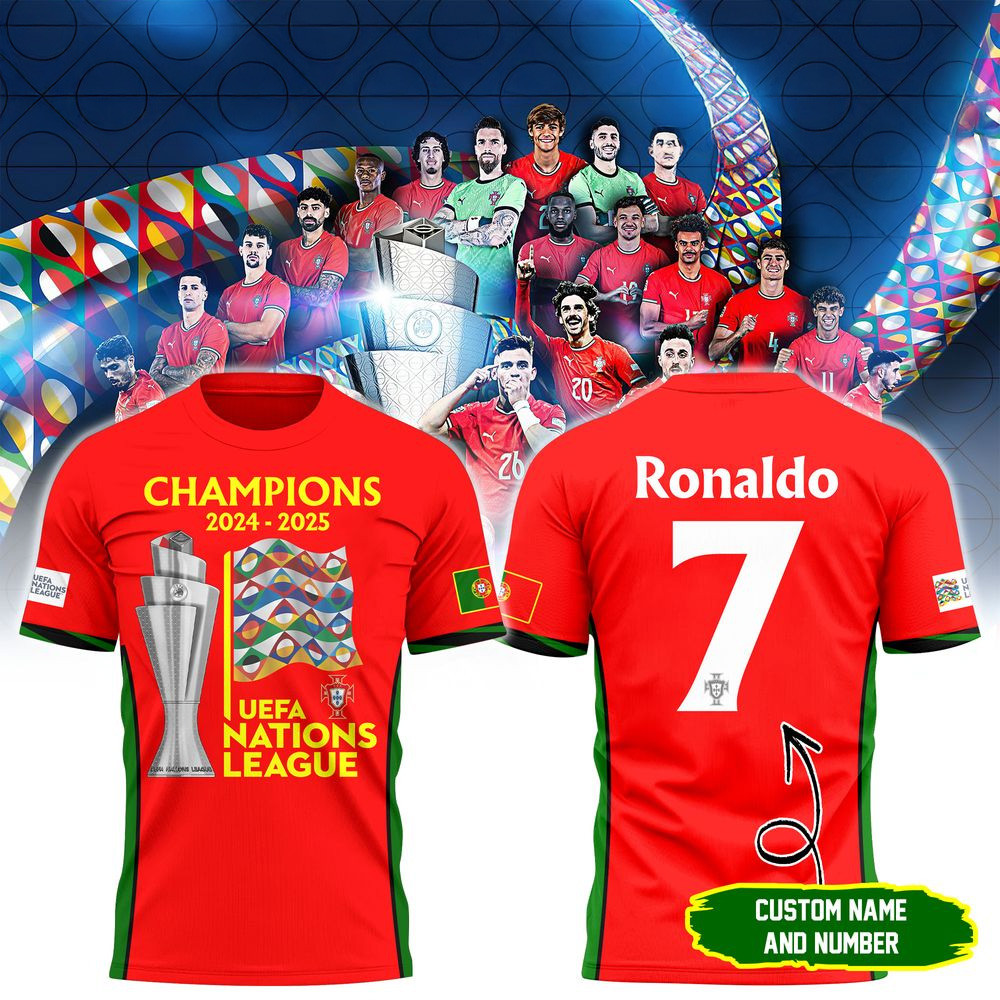 Personalized Cristiano Ronaldo Portugal UEFA Nations League Champions 2025 Shirt Fans Merch
