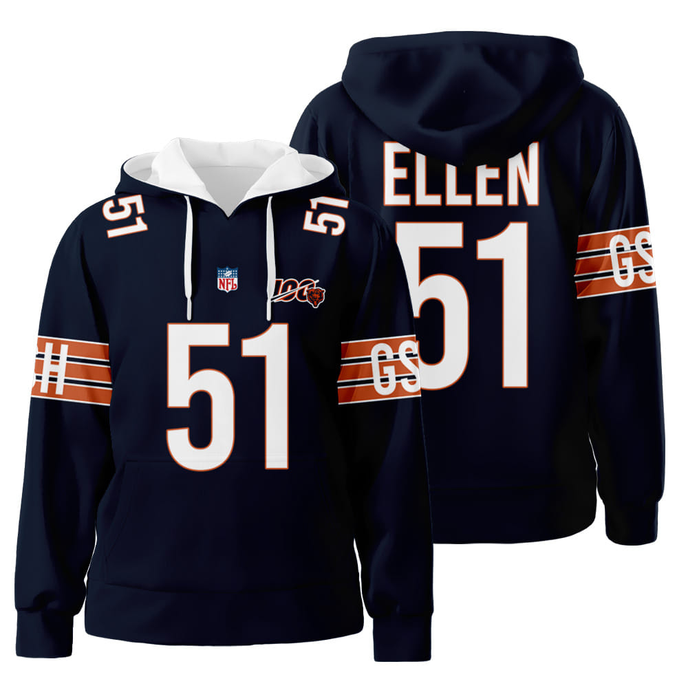 Personalized Custom Name And Number Chicago Bears Branded 3D All Over Print Hoodie Zip-Up Hoodie