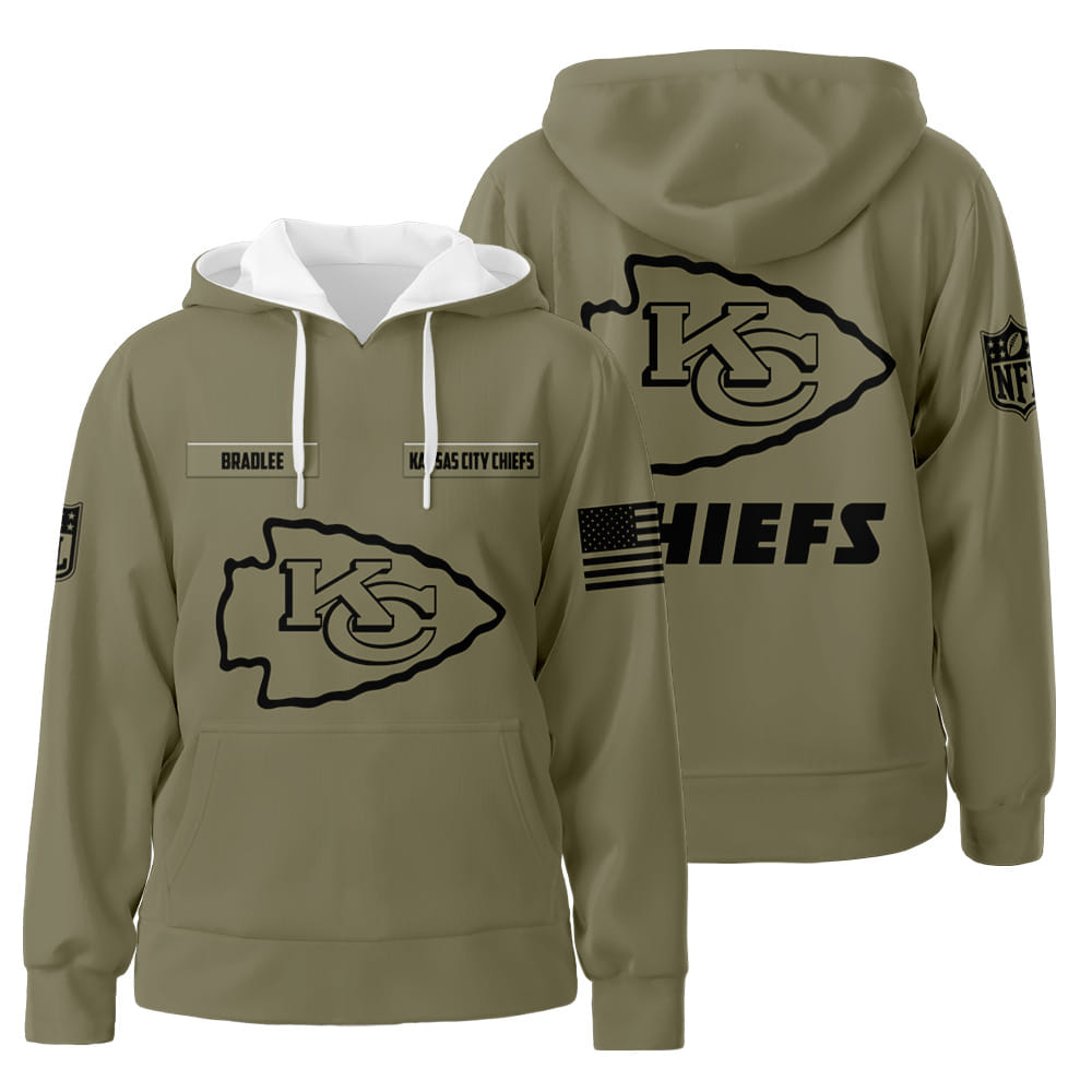 Personalized Custom Name Kansas City Chiefs Army Unisex 3D All Over Print Hoodie Zip-Up Hoodie