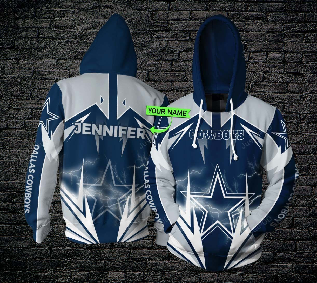 Personalized Dallas Cowboys Lightning Hoodie  Zip Hoodie Version 789