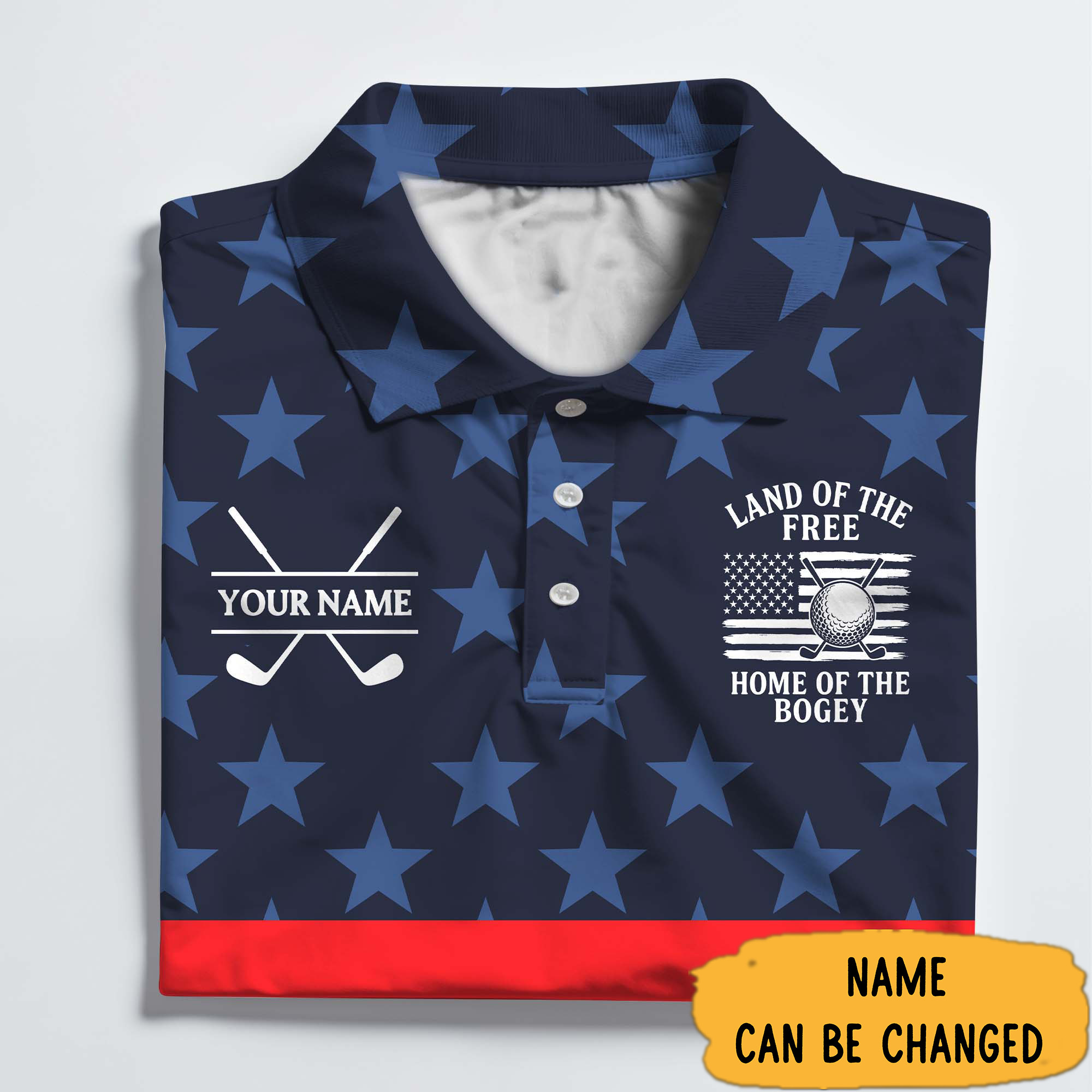 Personalized Golf Land Of The Free Polo Shirt Fathers Day Golf