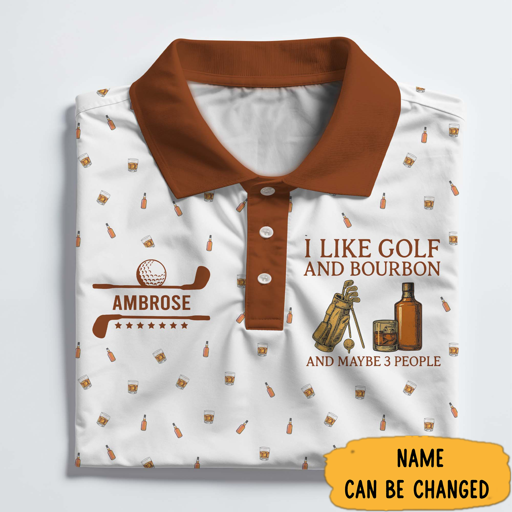 Personalized I Like Golf and Bourbon Polo Shirt Gifts For New Golfers