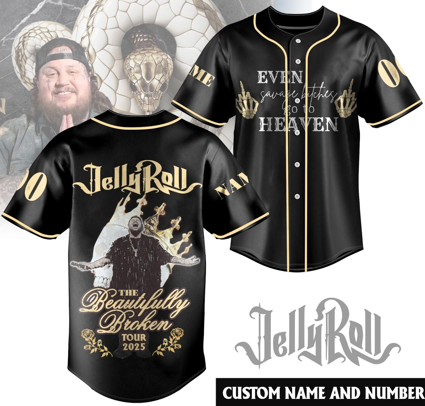 Personalized Jelly Roll The Beautifully Broken Tour 2025 Merch Jersey Best Gifts For Fans