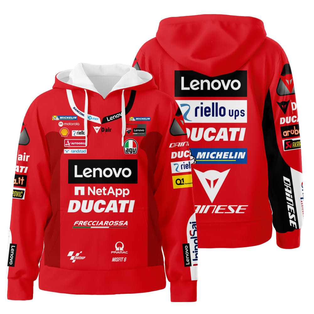 Personalized Lenovo Netapp Ducati Branded Unisex Custom 3D All Over Print Hoodie Zip-Up Hoodie