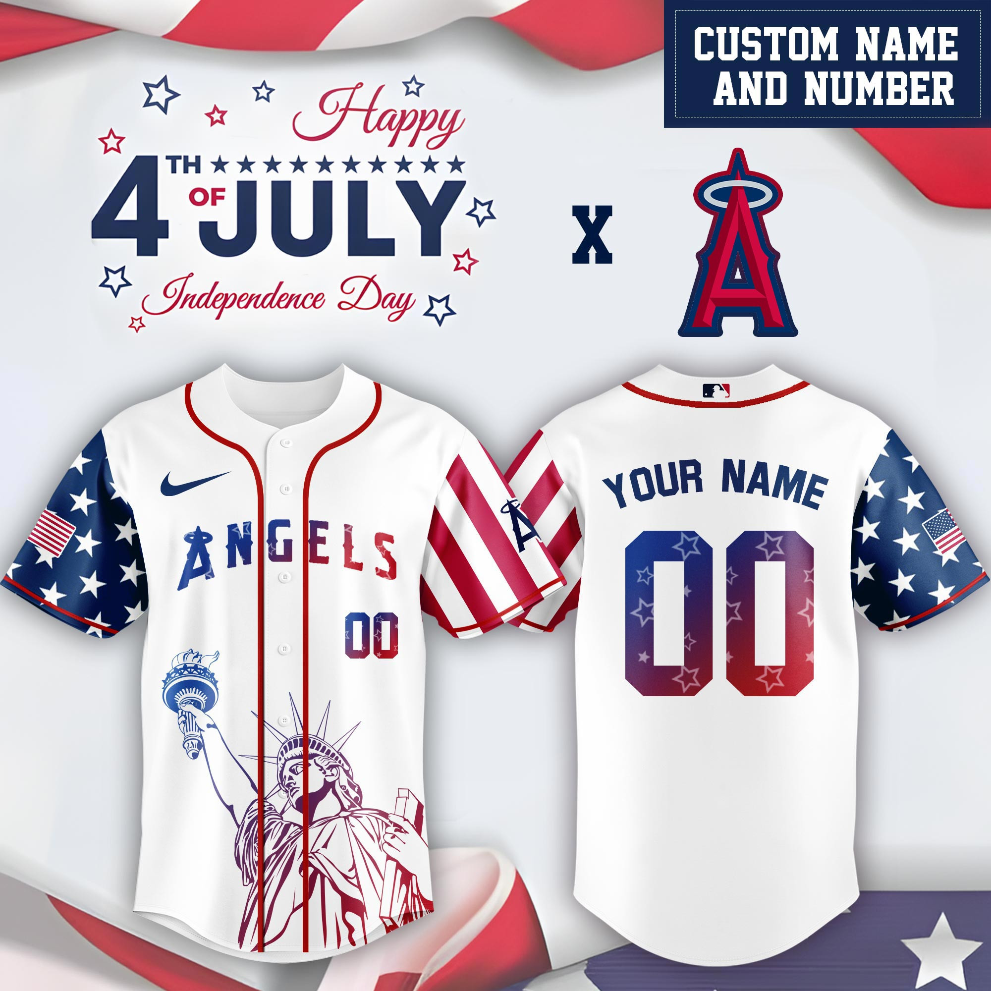 Personalized Los Angeles Angels Special Independence Day  Edition Jersey Baseball Lover Gift Ideas