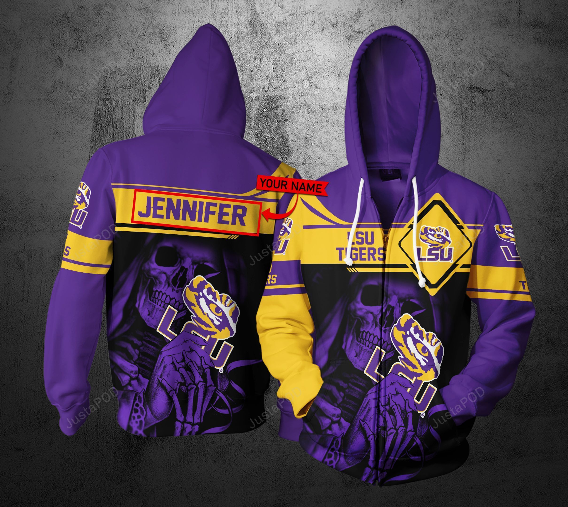 Personalized LSU Tigers Hoodie  Zip Hoodie