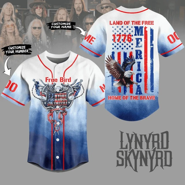 Personalized Lynyrd Free Bird  Edition Baseball Jersey Music Lover Gift Ideas For Him