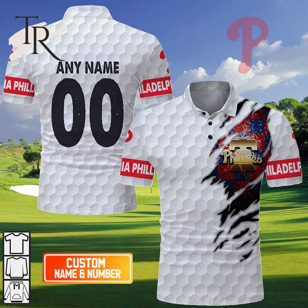 Personalized MLB Philadelphia Phillies Mix Golf Style Polo Shirt