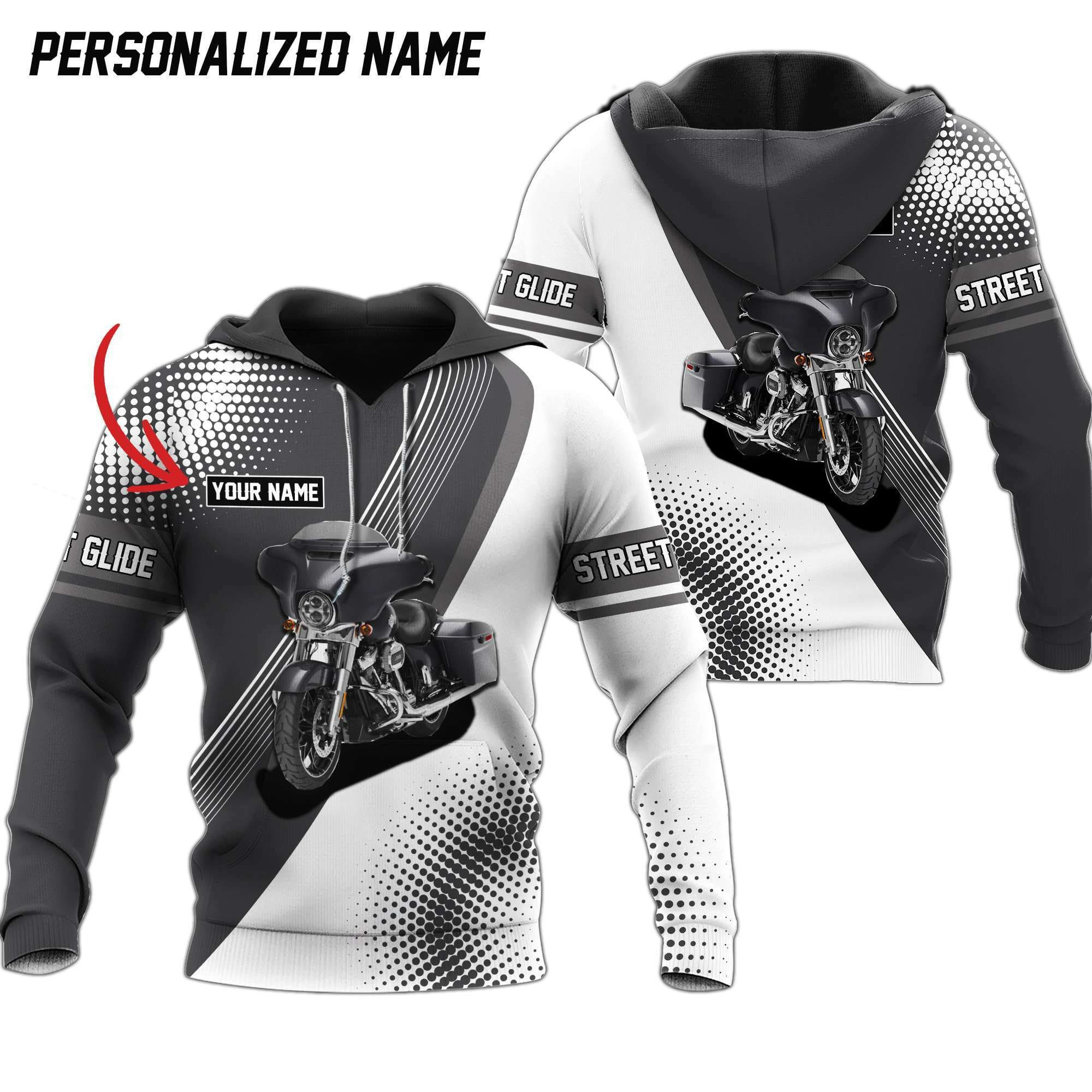 Personalized Name Street Glide Rider 3D printed Sweatshirt Hoodie Zipped Hoodie