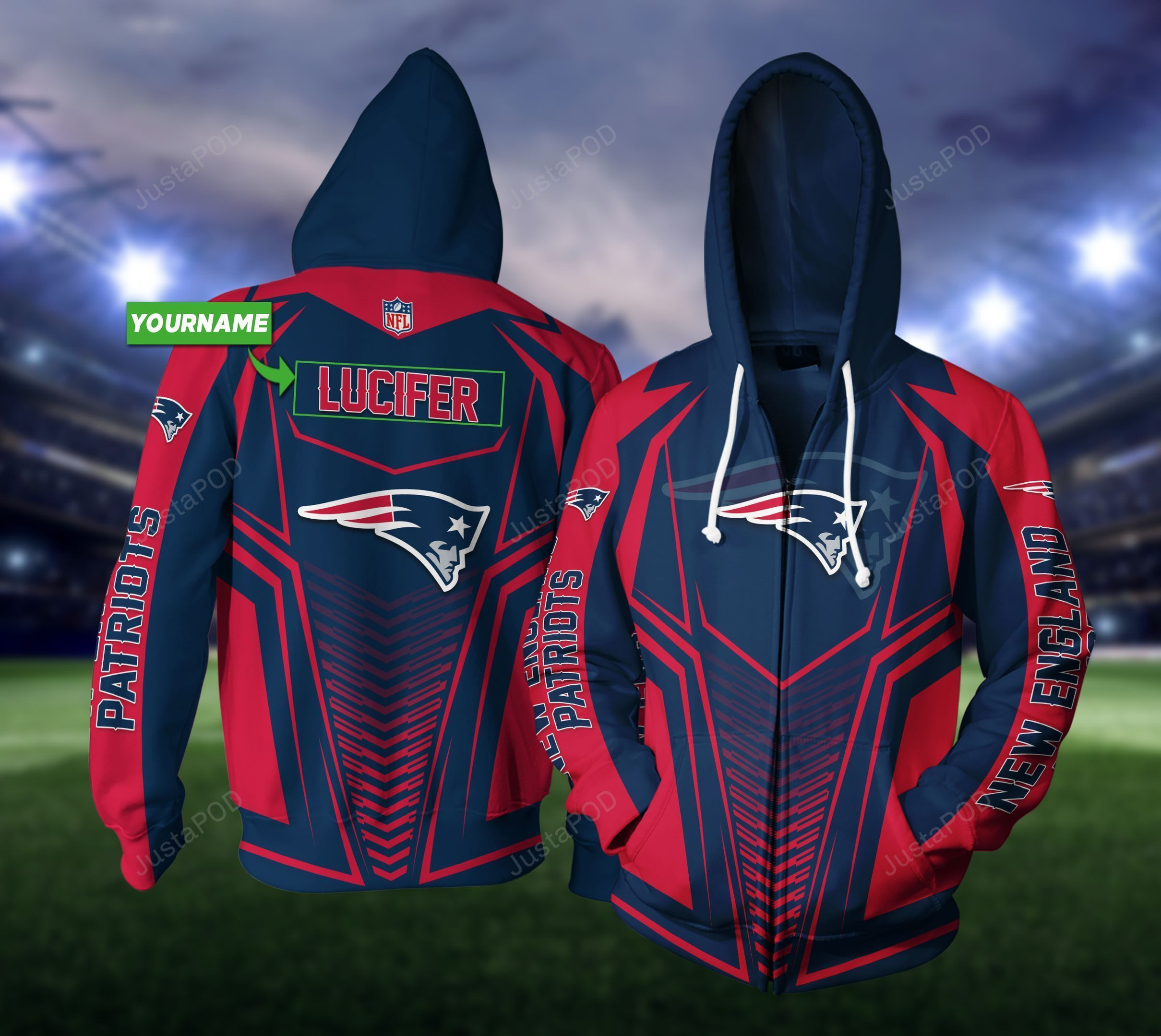 Personalized New England Patriots Hoodie  Zip Hoodie Gift For Sport Music Fans