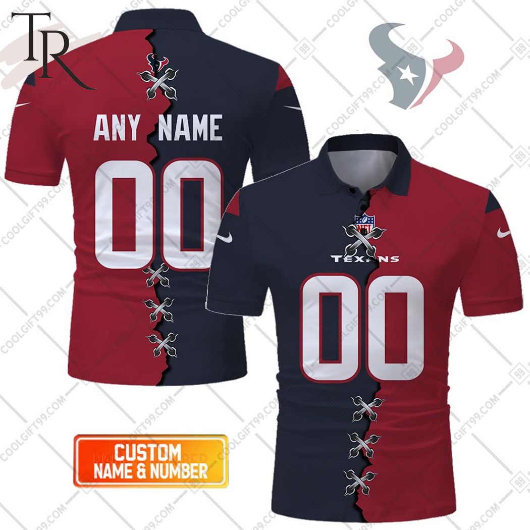 Personalized NFL Houston Texans Mix Jersey Style Polo Shirt 