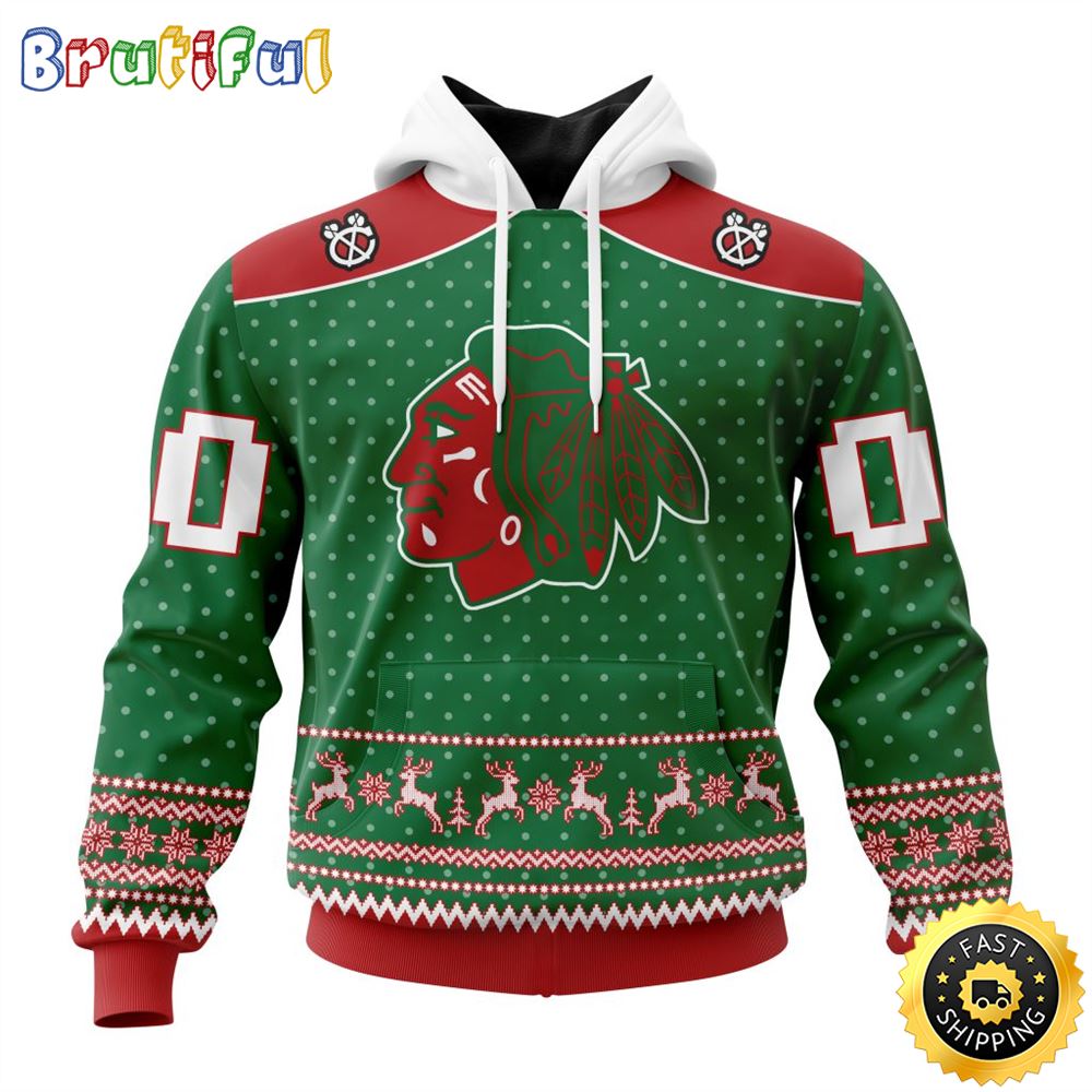 Personalized NHL Chicago Blackhawks Special Ugly Christmas All Over Print 3D Hoodie Unisex Hoodie Tshirt Sweatshirt