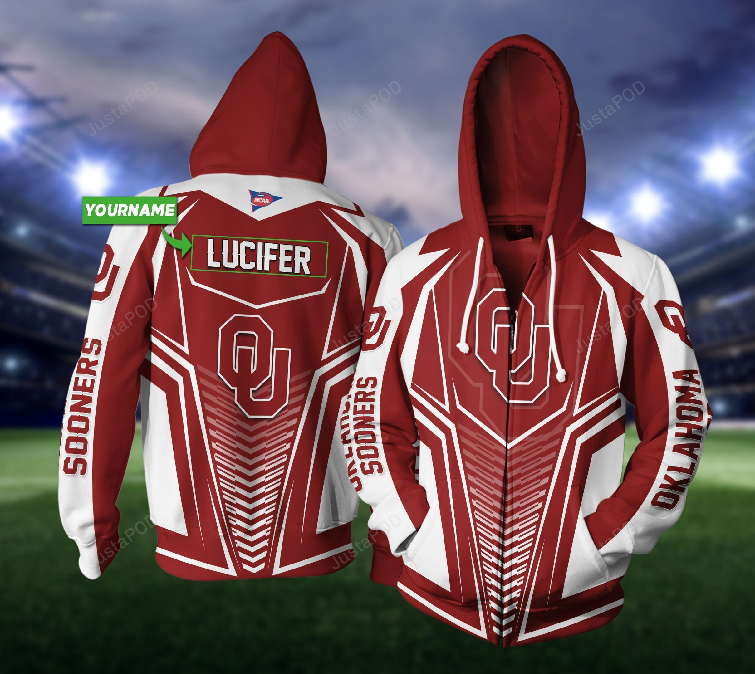 Personalized Oklahoma Sooners Hoodie  Zip Hoodie