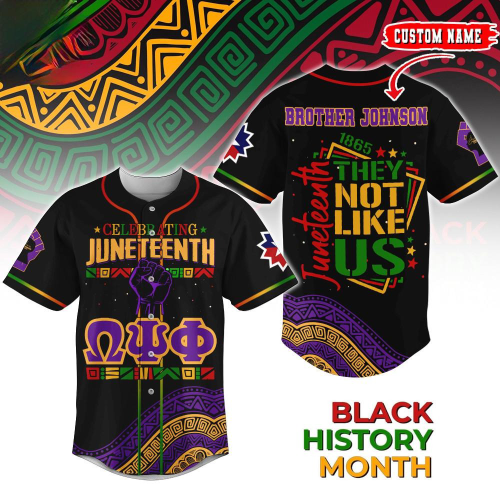 Personalized Omega Psi Phi x Juneteenth  Edition Baseball Jersey Gifts For Men