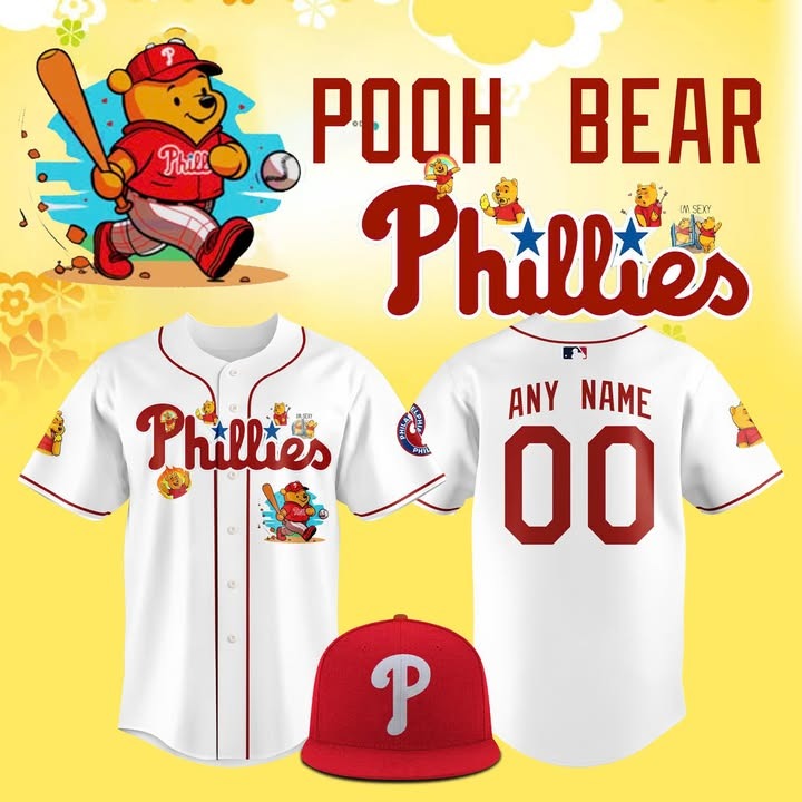 Personalized Phillies x Pooh Bear  Jersey Best Gifts For Baseball Fans