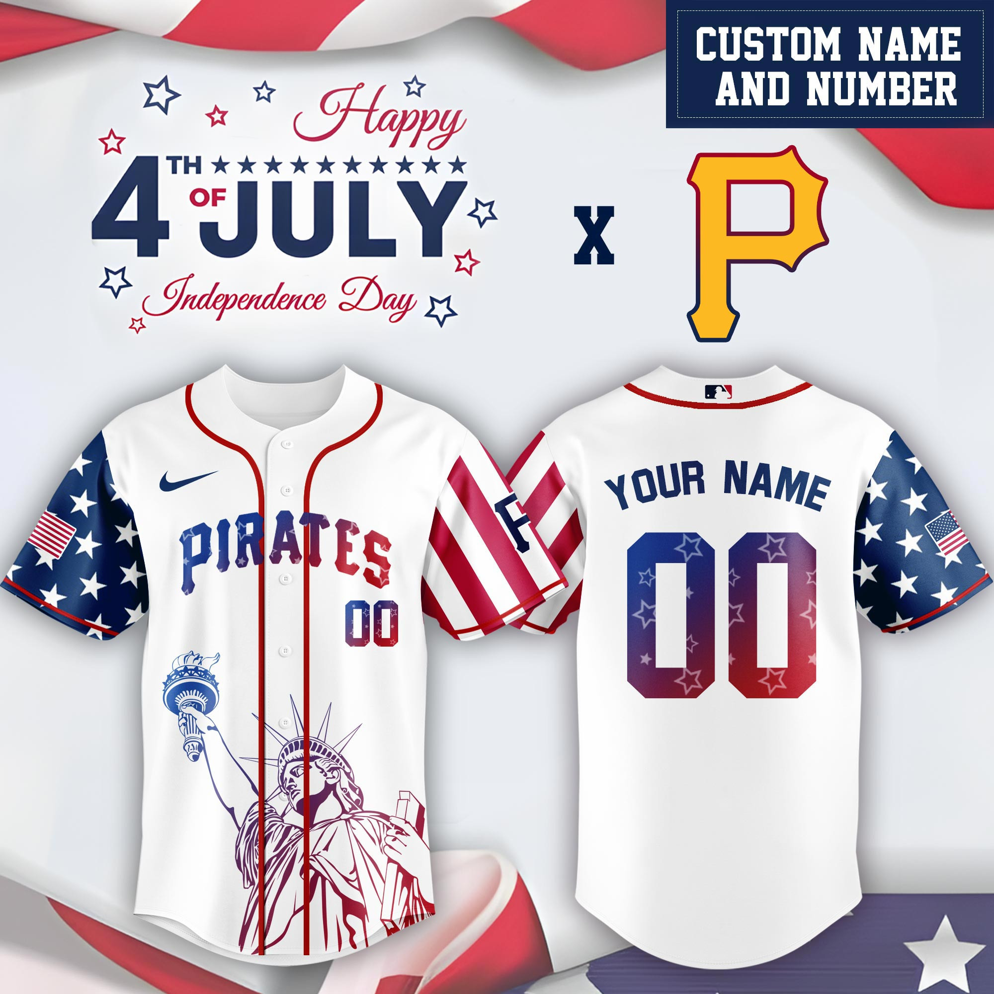 Personalized Pittsburgh Pirates Special Independence Day  Edition Jersey Unique Gifts For Baseball Fans
