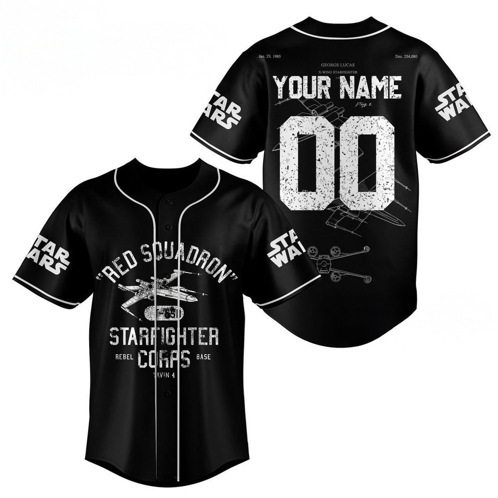 Personalized Red Squadron Star Wars  Edition Baseball Jersey Gift For Star Wars Fans