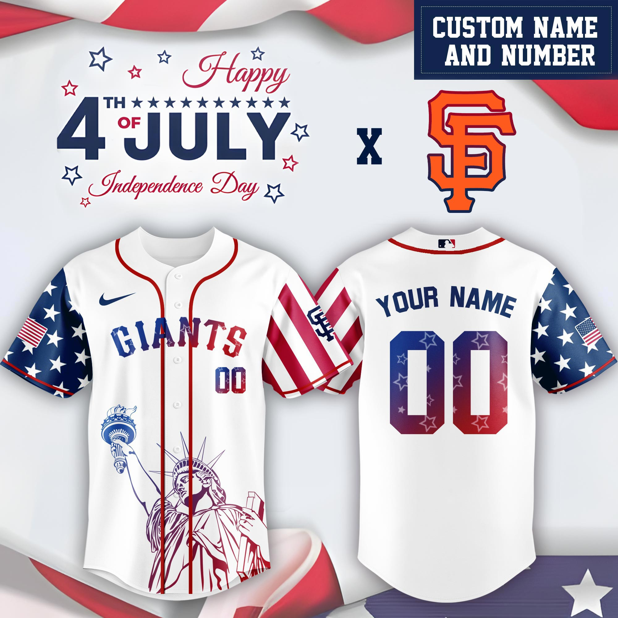 Personalized San Francisco Giants Special Independence Day  Edition Jersey Best Gifts For Baseball Fans
