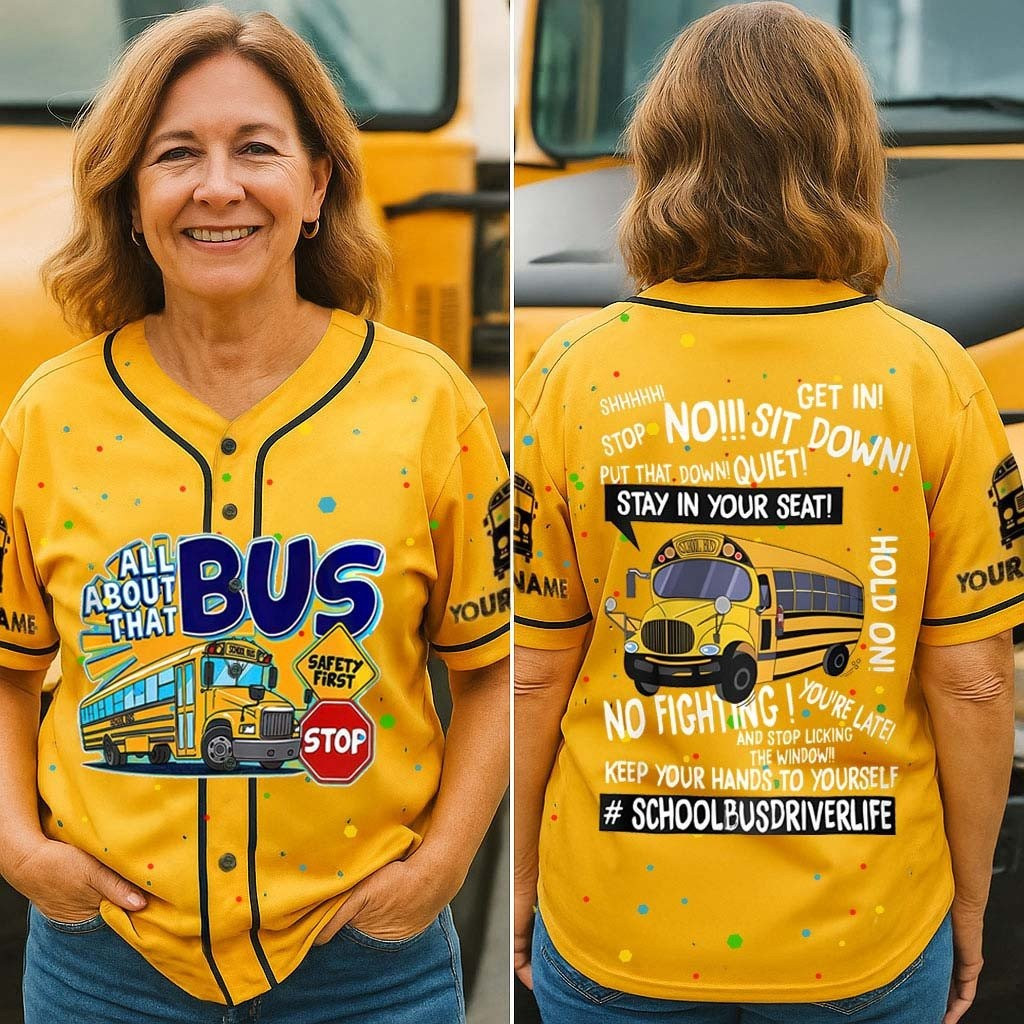 Personalized School Bus Driver Baseball Jersey Gifts For Men Women
