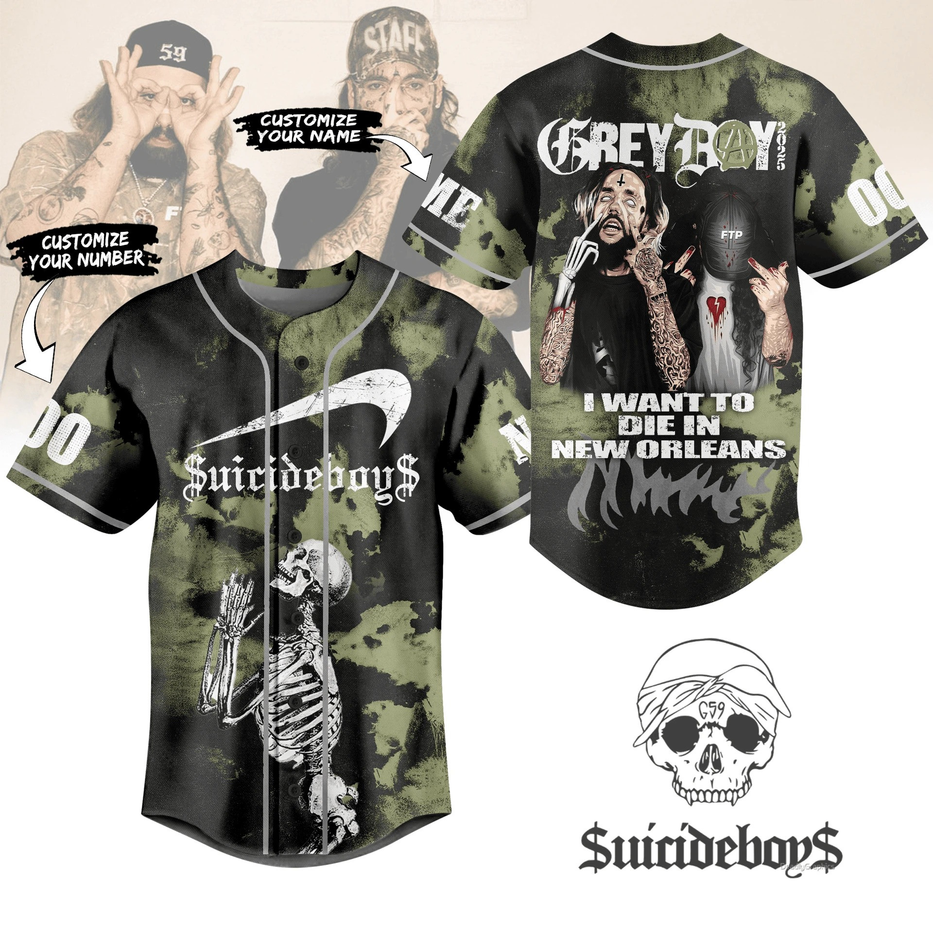 Personalized Suicideboys Grey Boy Baseball Jersey Unique Gifts For Music Lovers